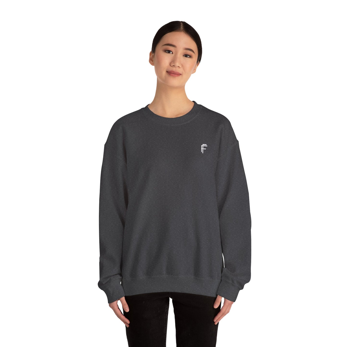 Frenzy Unisex Black Crewneck Sweatshirt with White Logo for Everyday Comfort. - Fitness Frenzy