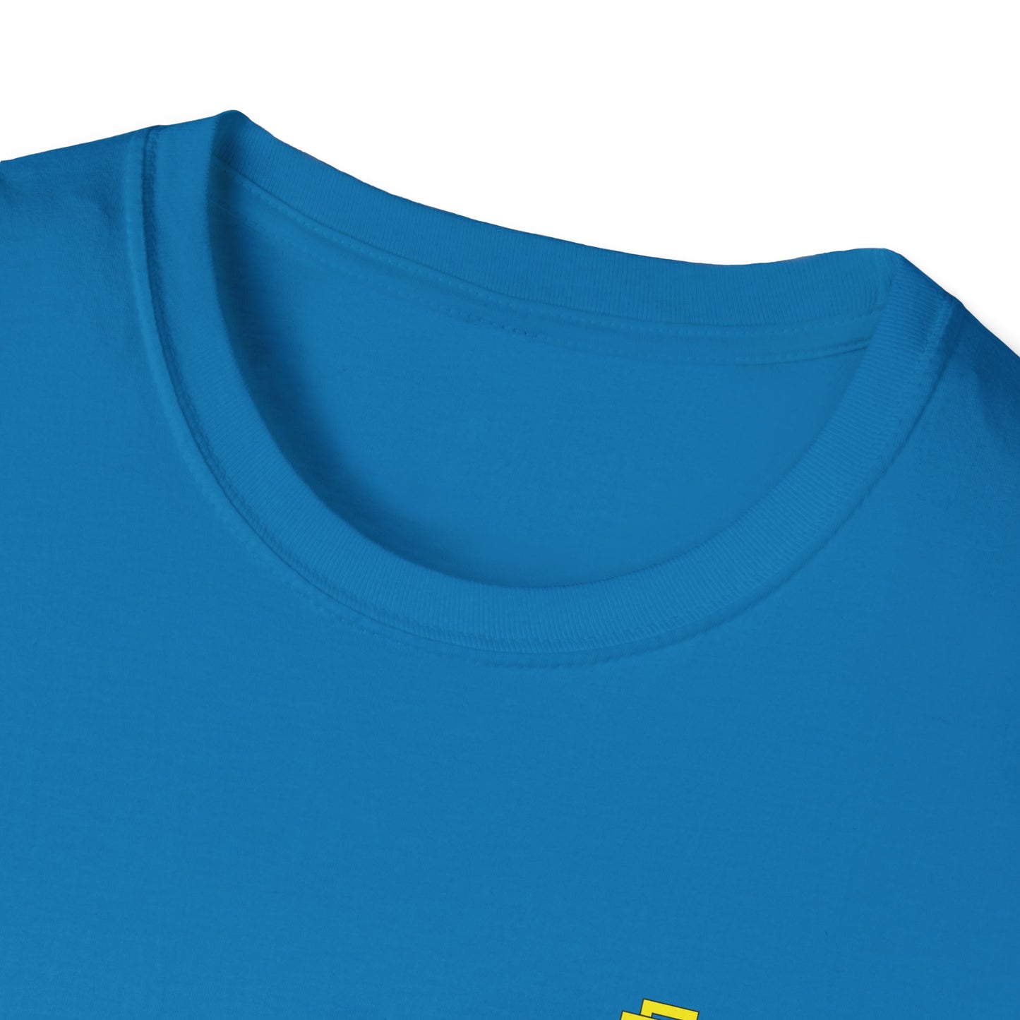 Minimalist Unisex Softstyle T-Shirt - Yellow Logo. - Fitness Frenzy