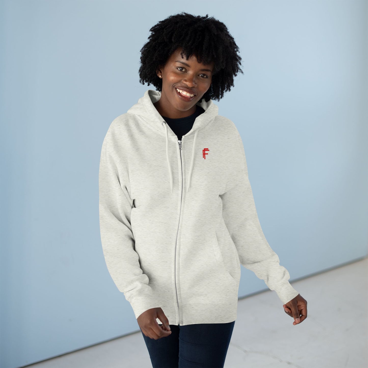 Frenzy - Unisex Zip Hoodie with Red Logo - Fresh Style Grey Zip-Up with Red Graphics. - Fitness Frenzy