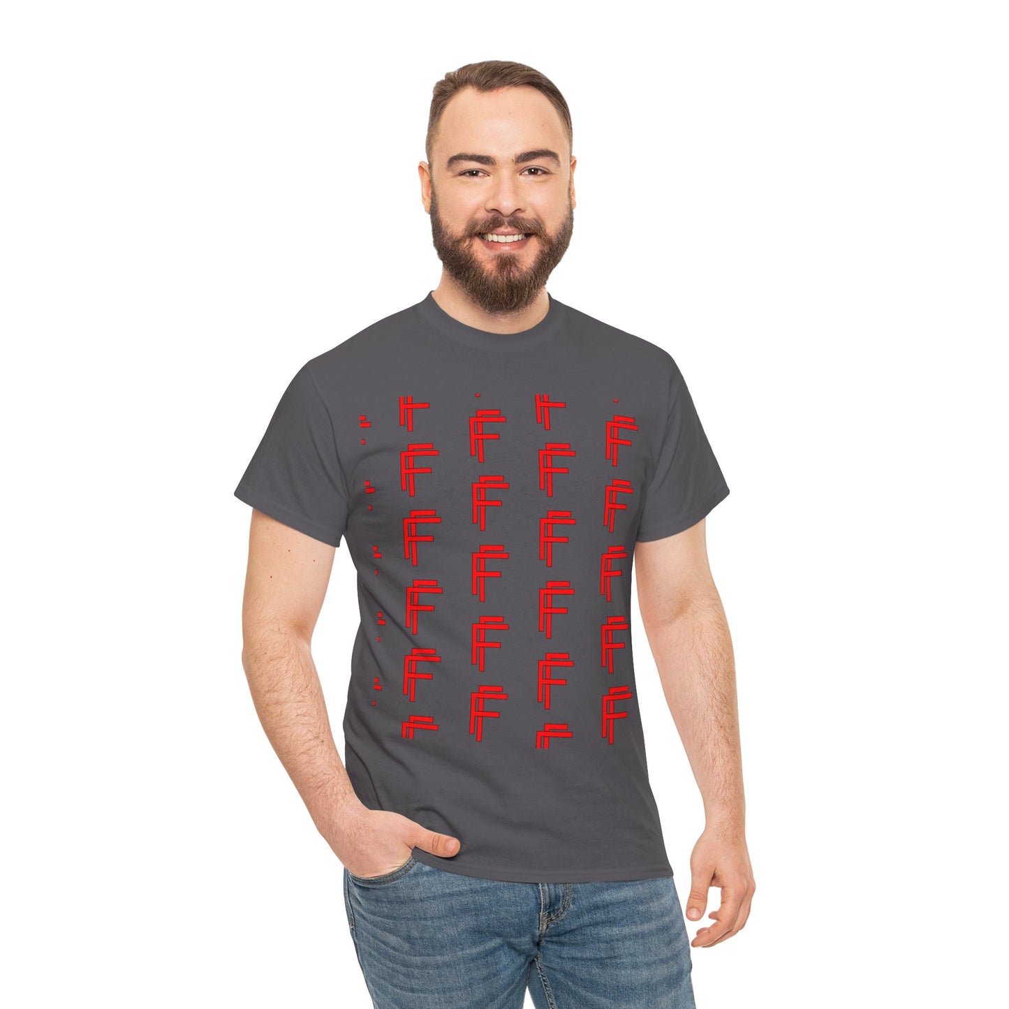 Frenzy Graphic Unisex Heavy Cotton Tee with Bold Red Design. - Fitness Frenzy