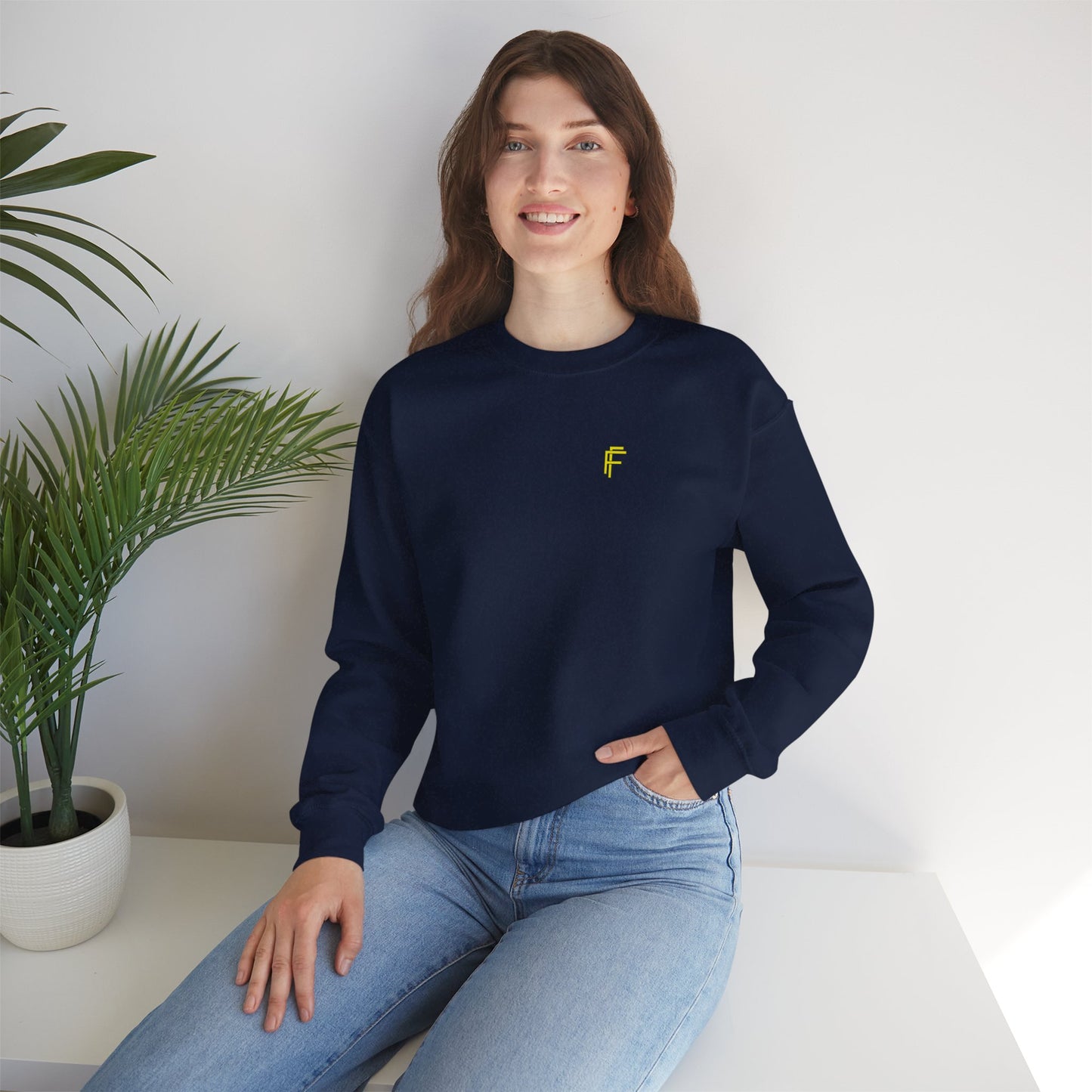 Frenzy - Unisex Crewneck Sweatshirt with Yellow Logo. - Fitness Frenzy