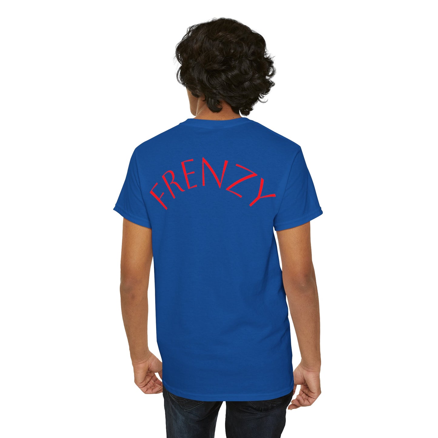 Frenzy Graphic Unisex Heavy Cotton Tee with Bold Red Design. - Fitness Frenzy