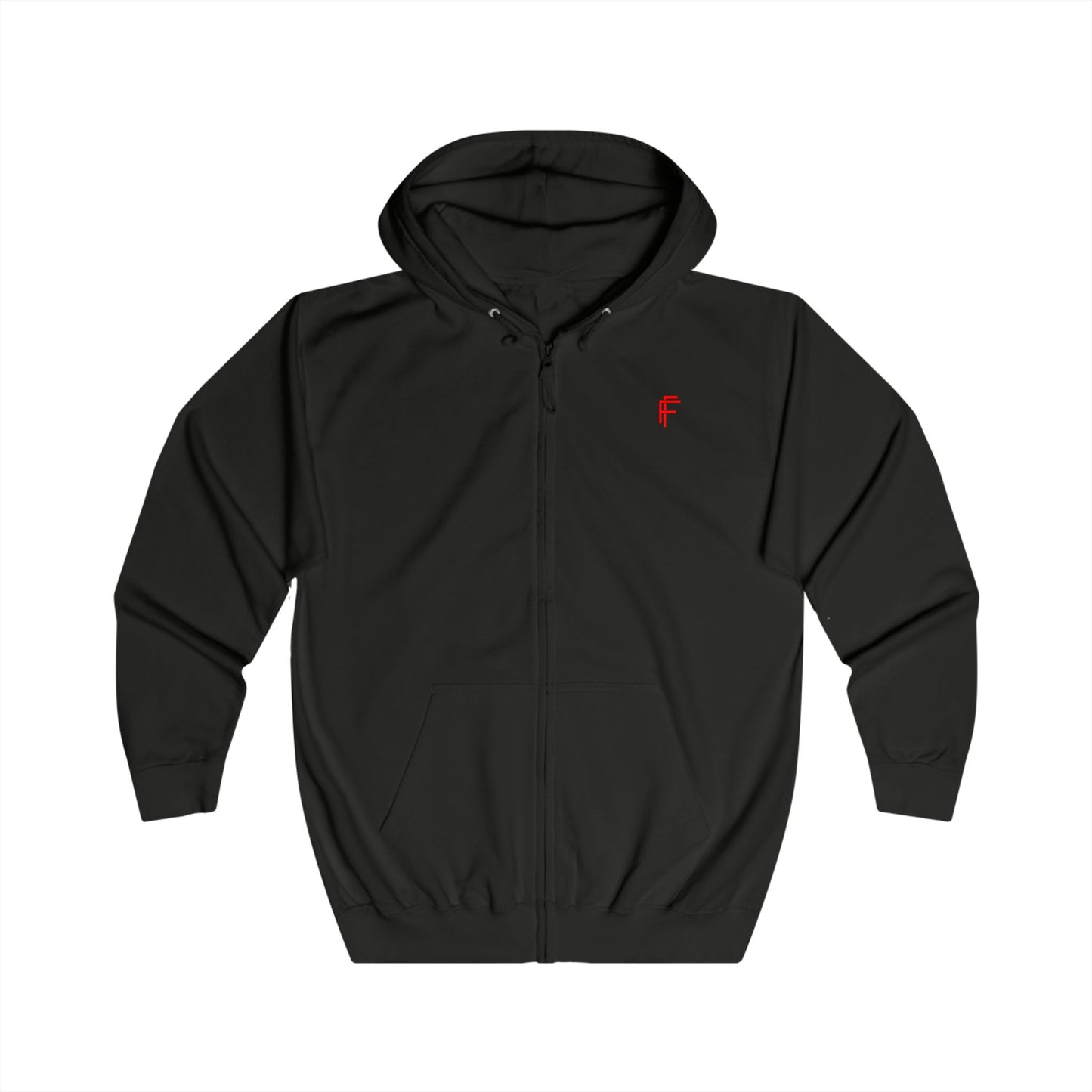 Frenzy Unisex Full Zip Hoodie with Red Logo - Cosy Casual Wear for Everyday Style. - Fitness Frenzy