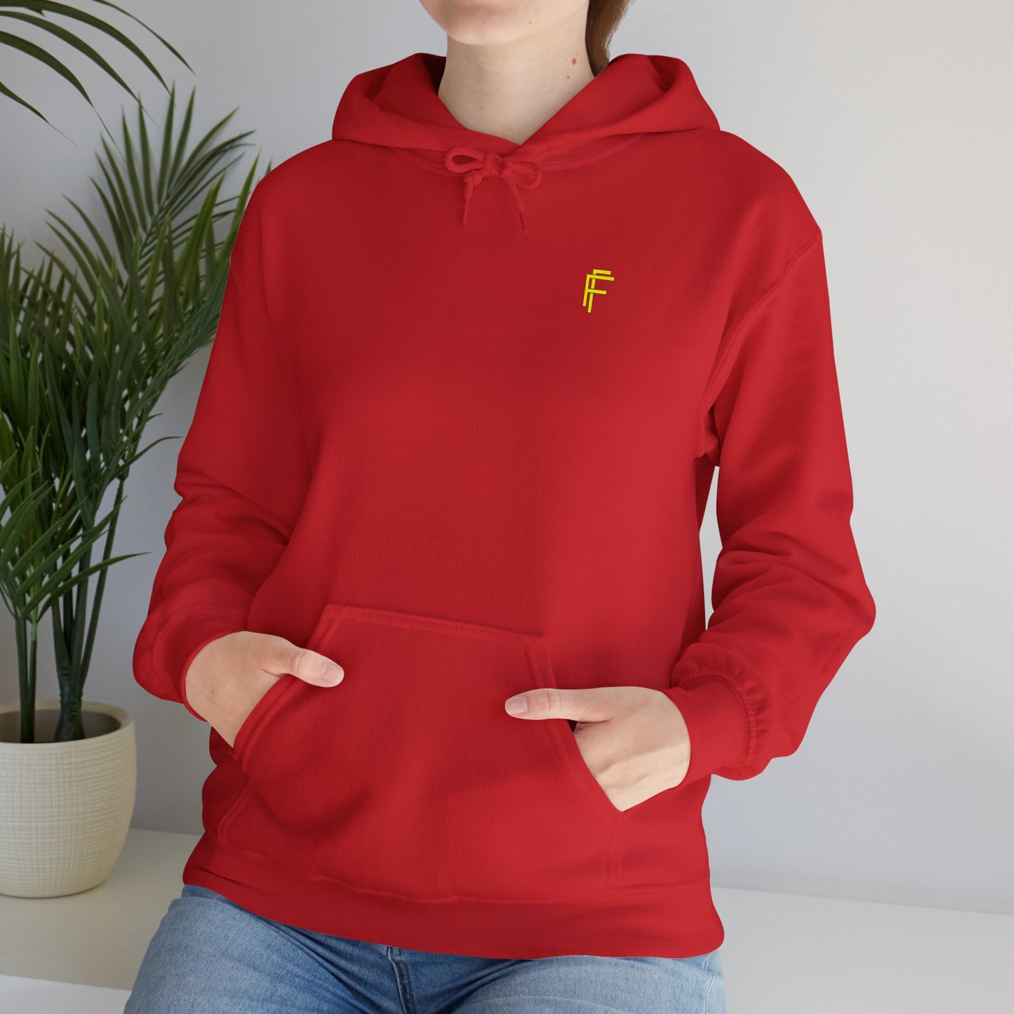 Frenzy Unisex Heavy Blend™ Hoodie with Yellow Logo. - Fitness Frenzy