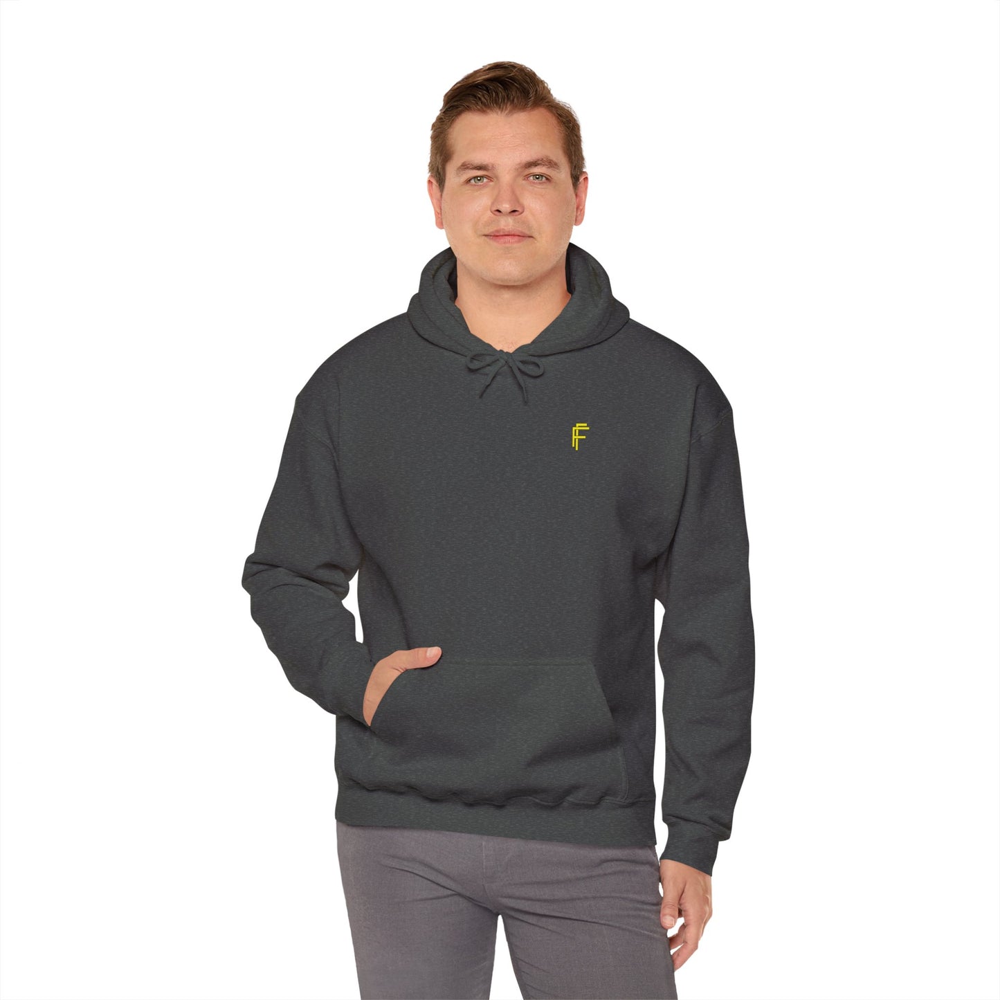 Frenzy Unisex Heavy Blend™ Hoodie with Yellow Logo. - Fitness Frenzy