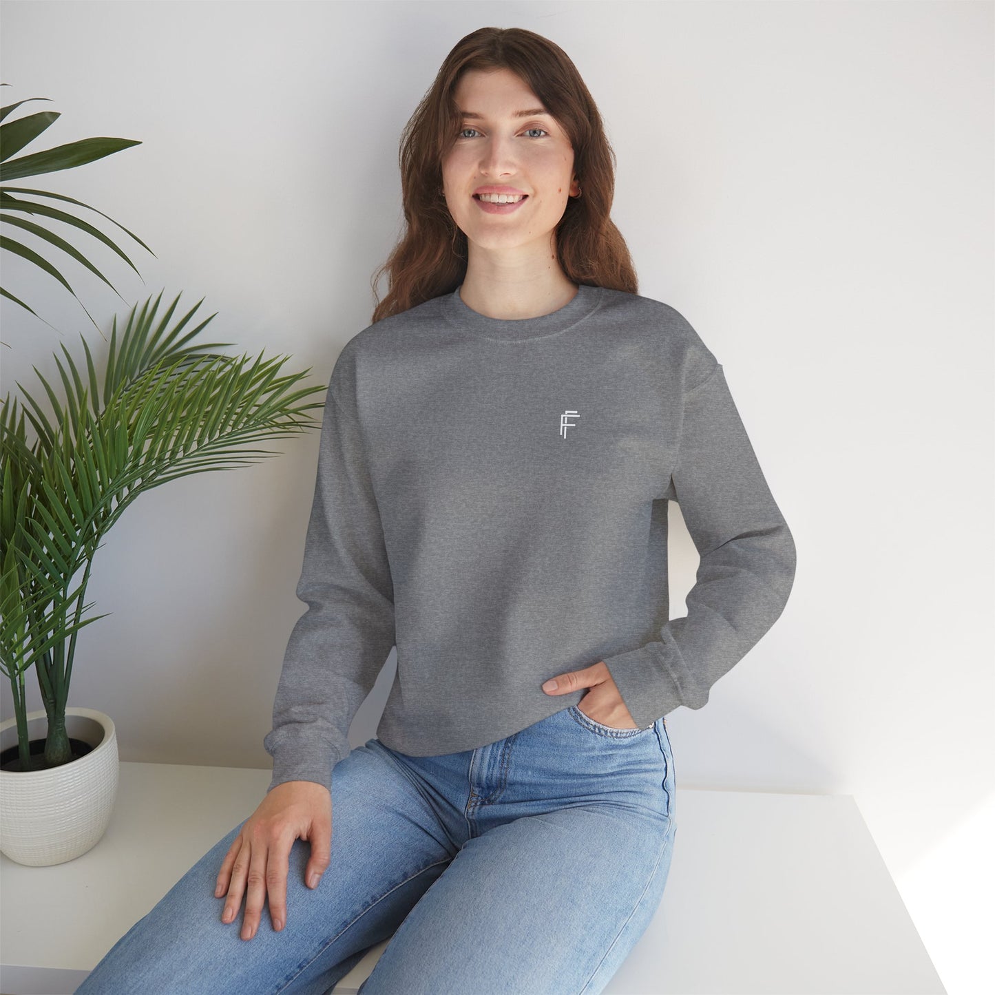 Frenzy Unisex Heavy Blend™ Crewneck Sweatshirt with White Logo. - Fitness Frenzy