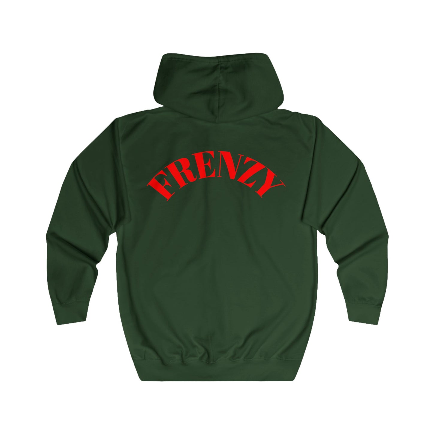 Frenzy Unisex Full Zip Hoodie with Red Logo - Cosy Casual Wear for Everyday Style. - Fitness Frenzy