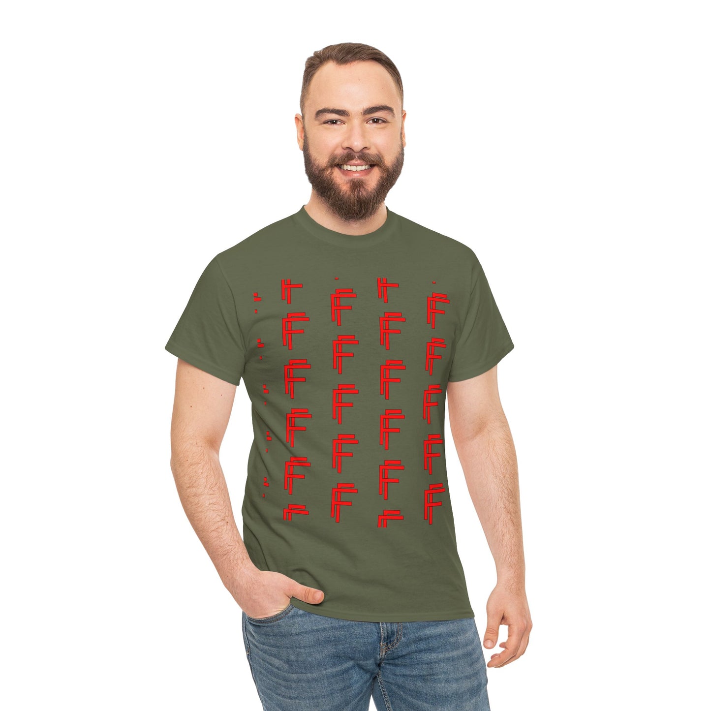 Frenzy Graphic Unisex Heavy Cotton Tee with Bold Red Design. - Fitness Frenzy