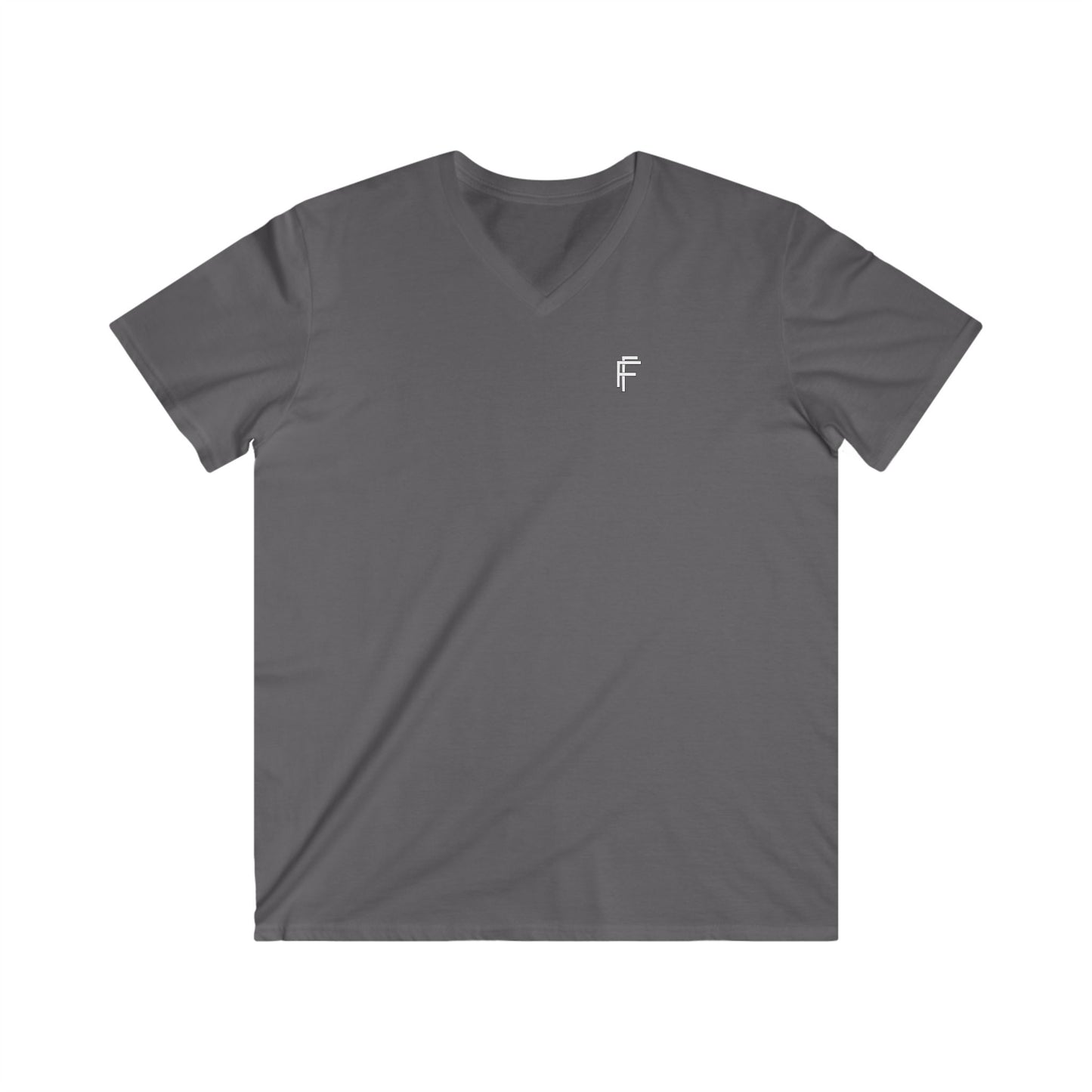 Casual Men's Fitted V-Neck Tee - White Logo. - Fitness Frenzy