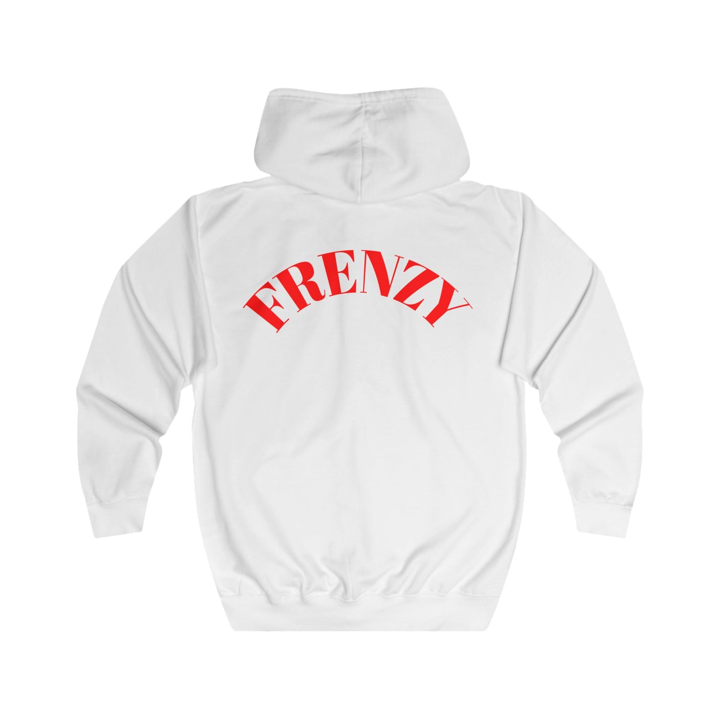 Frenzy Unisex Full Zip Hoodie with Red Logo - Cosy Casual Wear for Everyday Style. - Fitness Frenzy