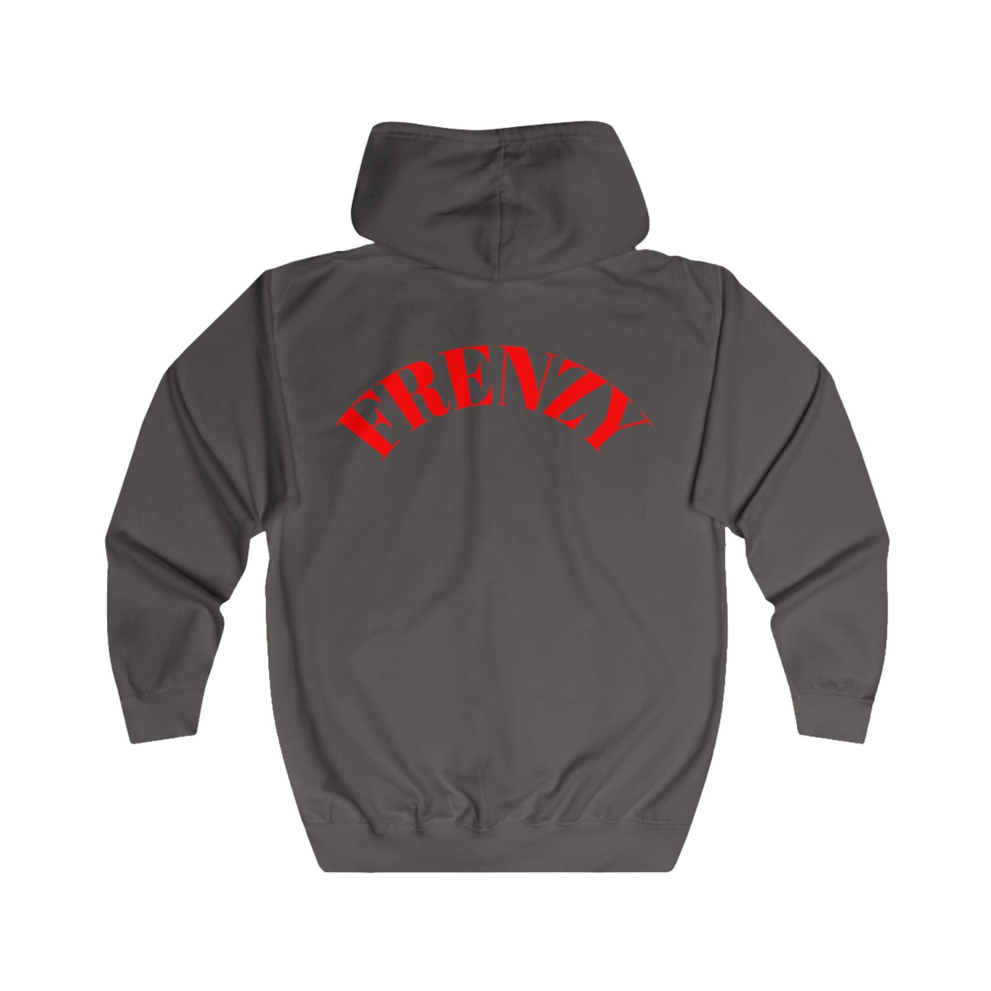 Frenzy Unisex Full Zip Hoodie with Red Logo - Cosy Casual Wear for Everyday Style. - Fitness Frenzy