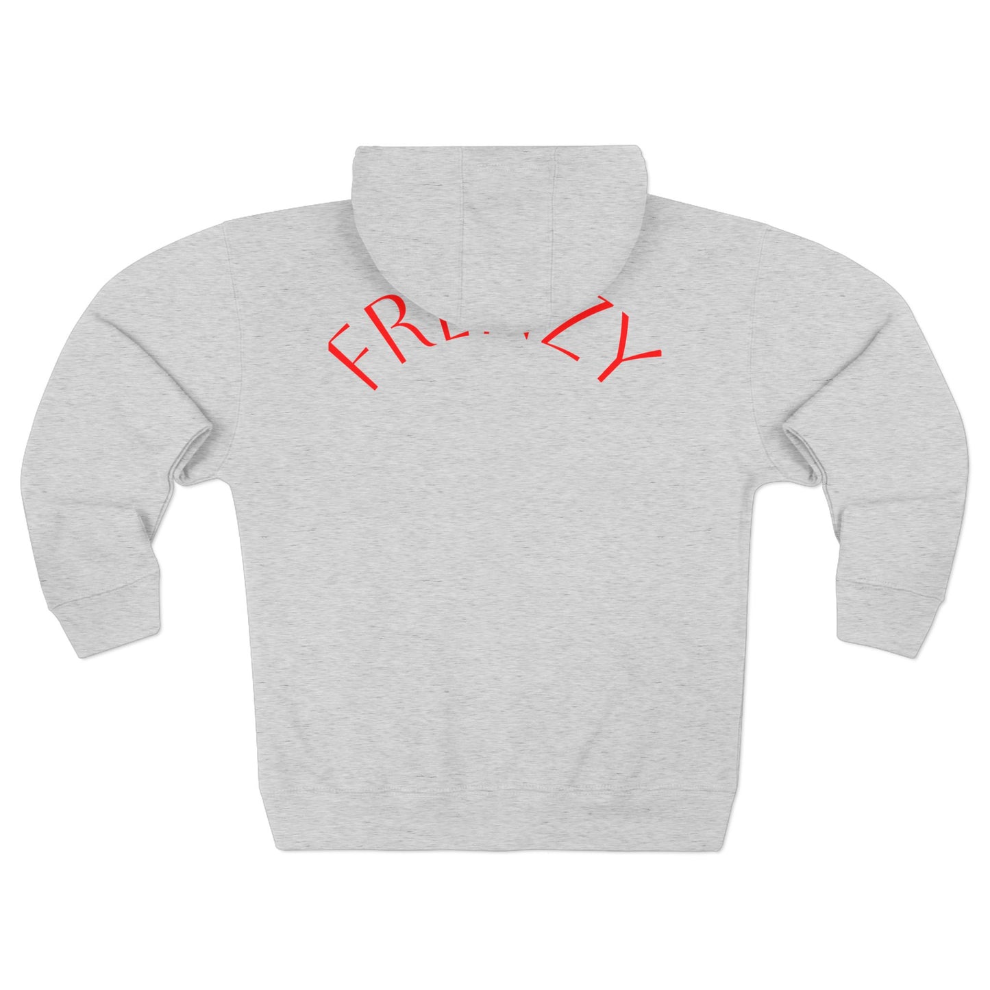 Frenzy - Unisex Zip Hoodie with Red Logo - Fresh Style Grey Zip-Up with Red Graphics. - Fitness Frenzy