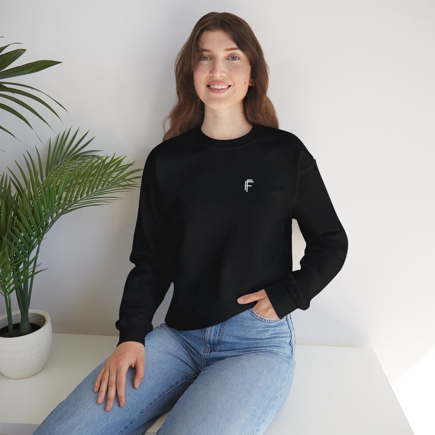 Frenzy Unisex Heavy Blend™ Crewneck Sweatshirt with White Logo. - Fitness Frenzy