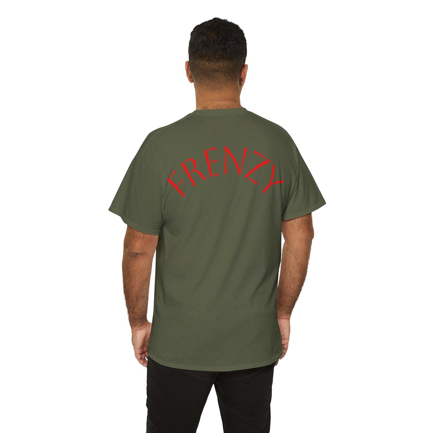 Frenzy Graphic Unisex Heavy Cotton Tee with Bold Red Design. - Fitness Frenzy