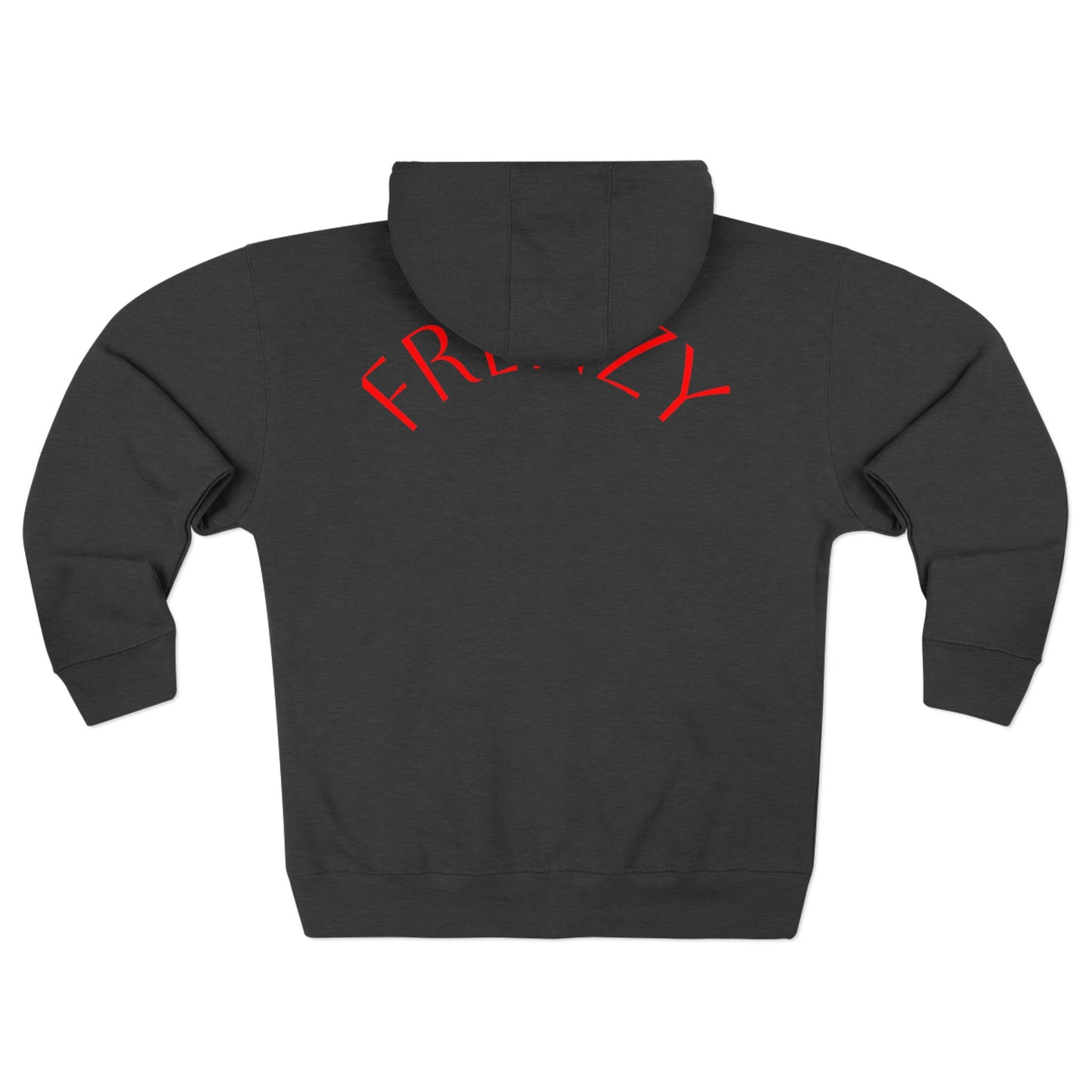 Frenzy - Unisex Zip Hoodie with Red Logo - Fresh Style Grey Zip-Up with Red Graphics. - Fitness Frenzy