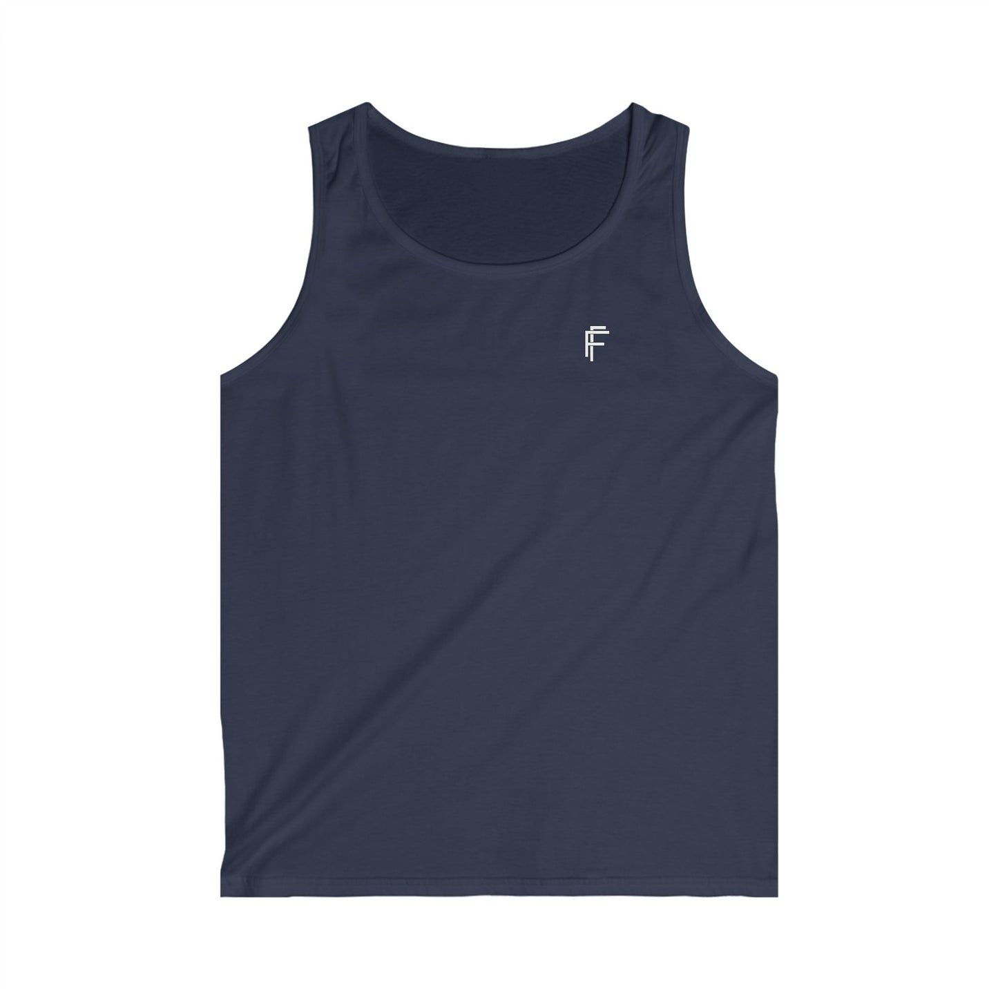 Frenzy - Men's Softstyle Tank Top - Minimalist Black Design with White Logo. - Fitness Frenzy