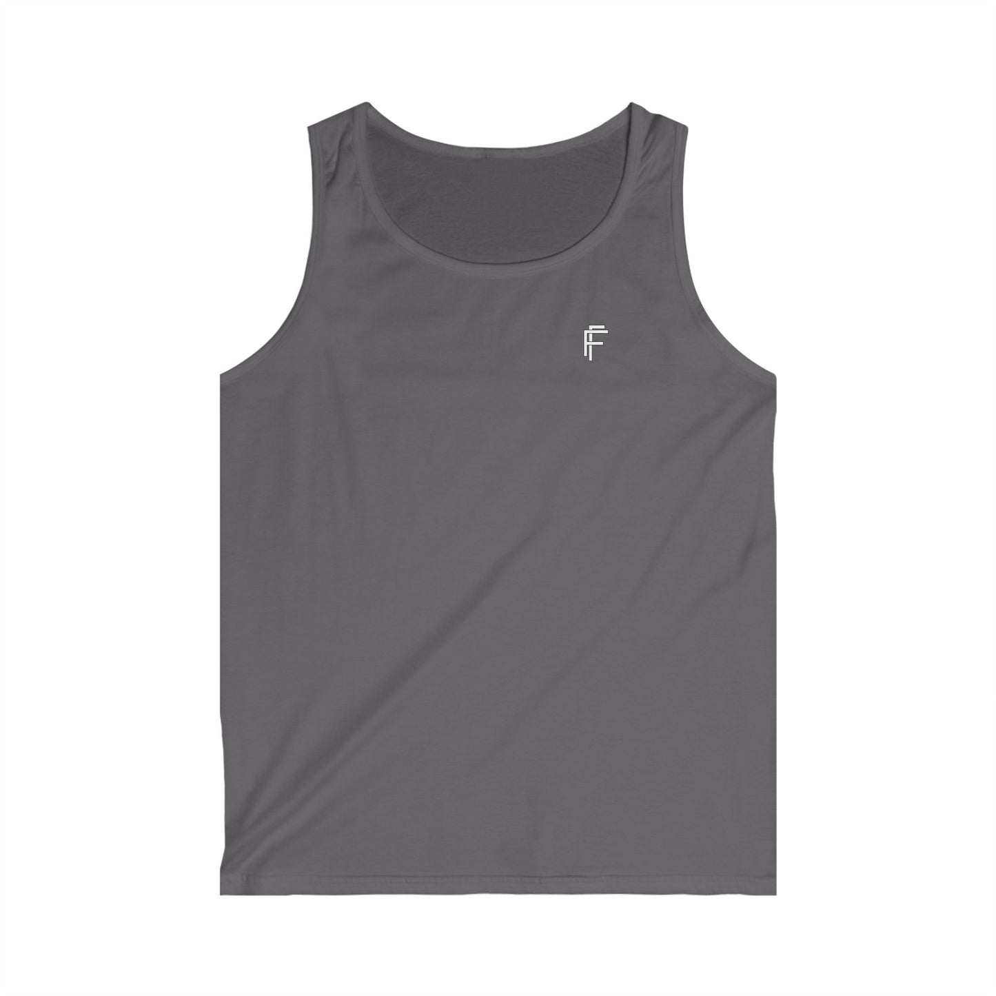 Frenzy - Men's Softstyle Tank Top - Minimalist Black Design with White Logo. - Fitness Frenzy