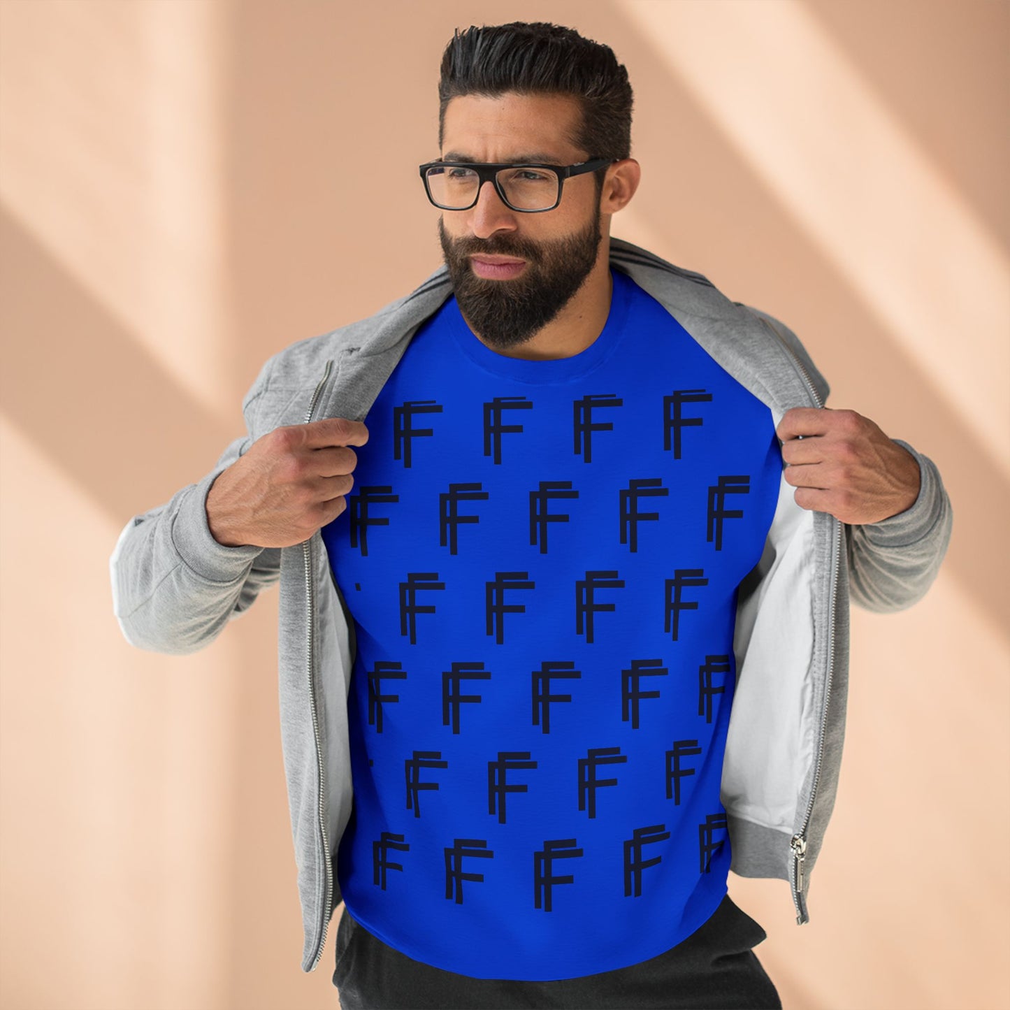 Frenzy Unisex Crew neck Sweatshirt with Black Logo Pattern. - Fitness Frenzy