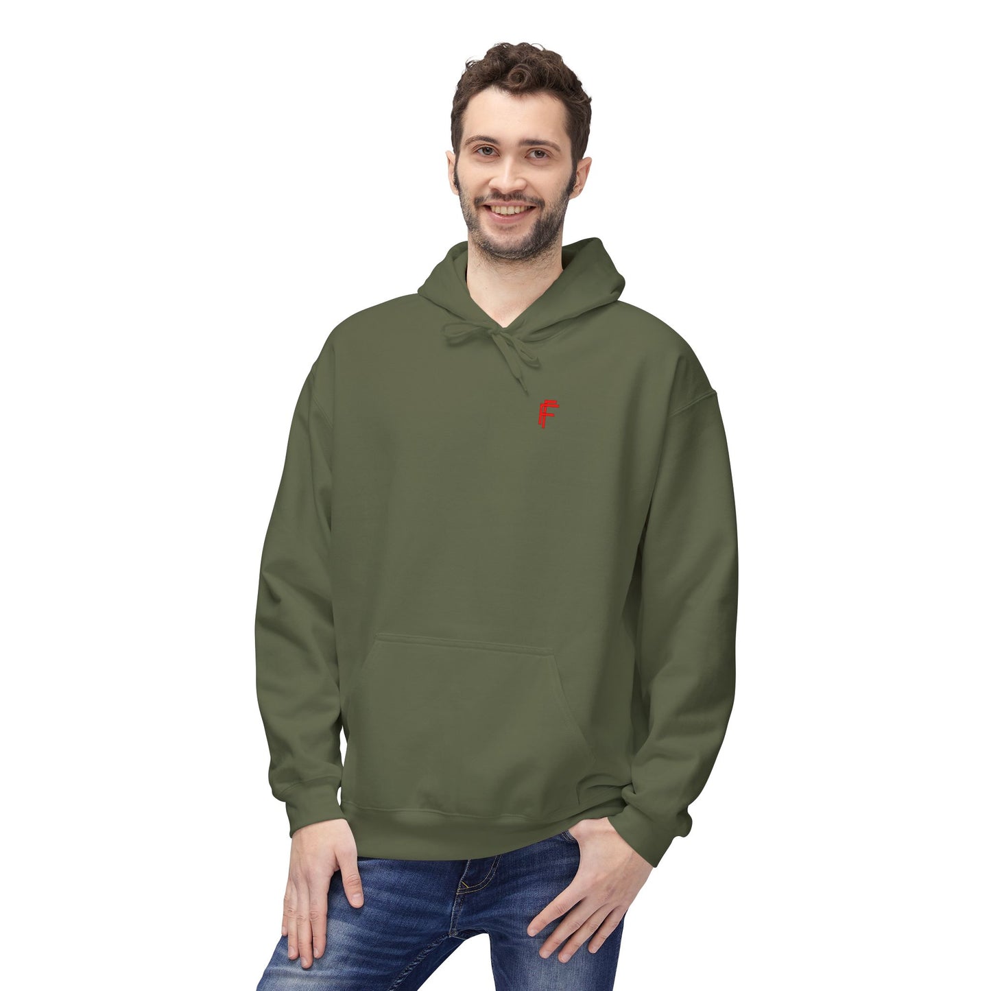 Fitness Frenzy Unisex Midweight Softstyle Hoodie with Red Logo - Trendy 'FRENZY' Design for Comfort and Style. - Fitness Frenzy