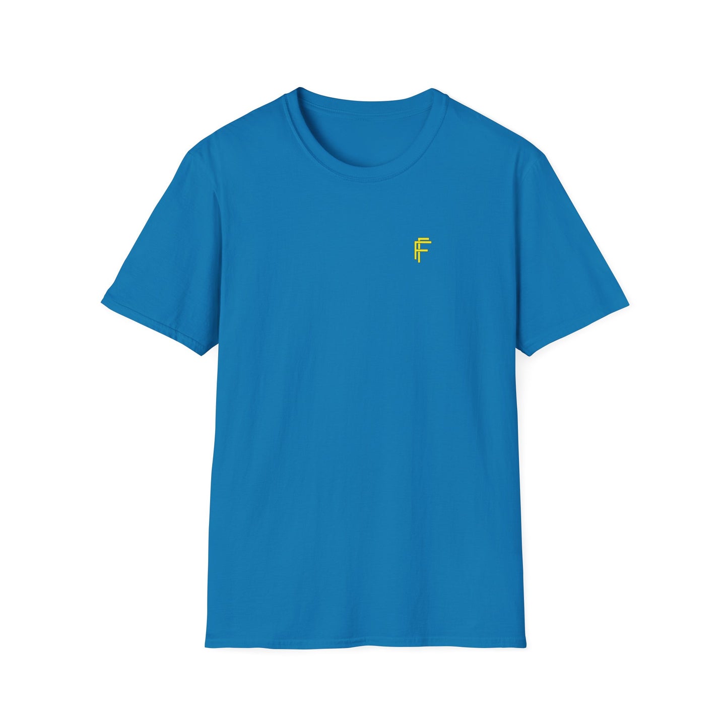 Minimalist Unisex Softstyle T-Shirt - Yellow Logo. - Fitness Frenzy