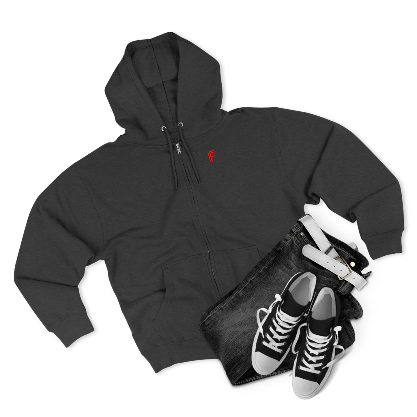 Frenzy - Cozy Unisex Zip Hoodie with Red Logo - Perfect for Everyday Comfort - Fitness Frenzy