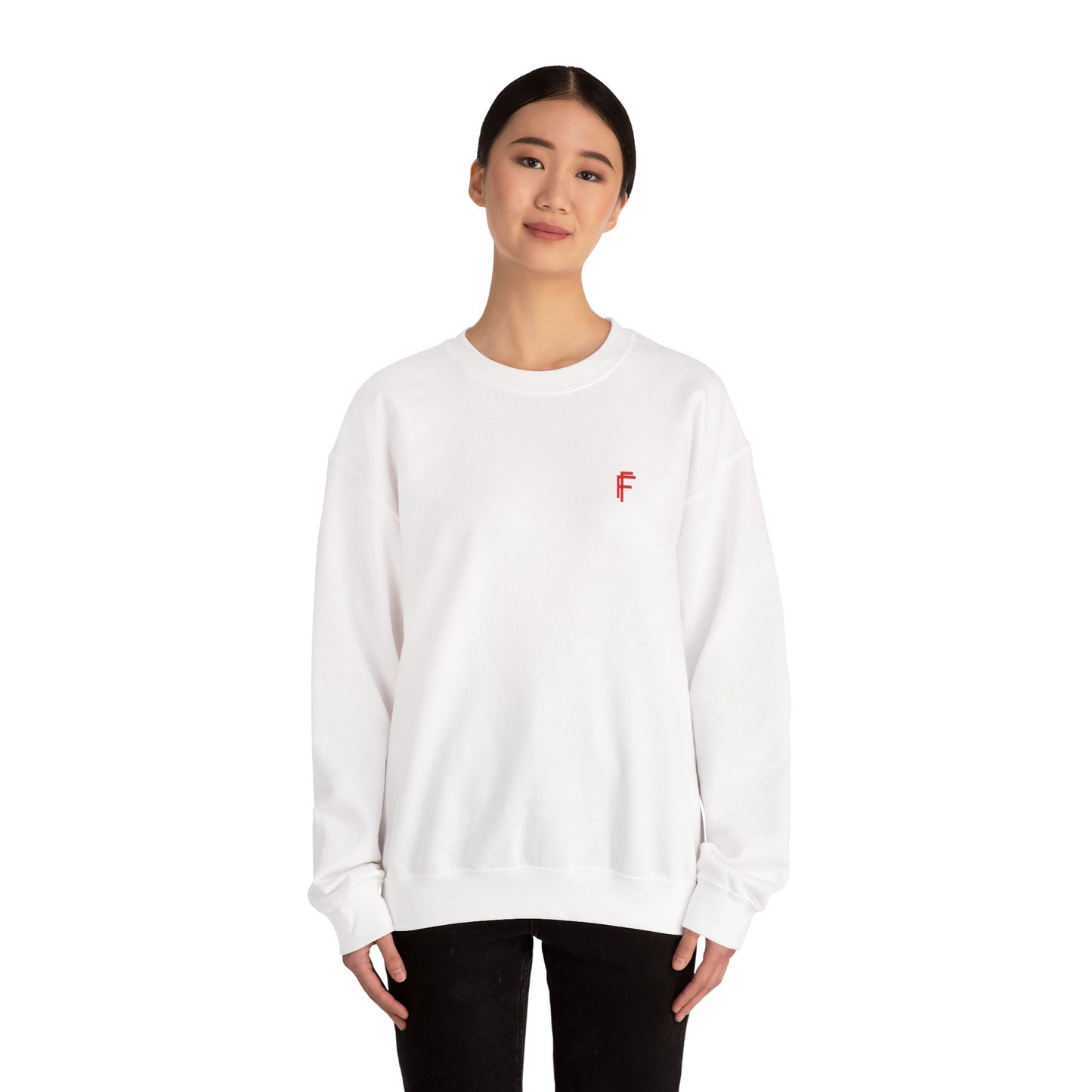Frenzy - Unisex Heavy Blend™ Crewneck Sweatshirt with Red Logo - Cozy Modern Style. - Fitness Frenzy