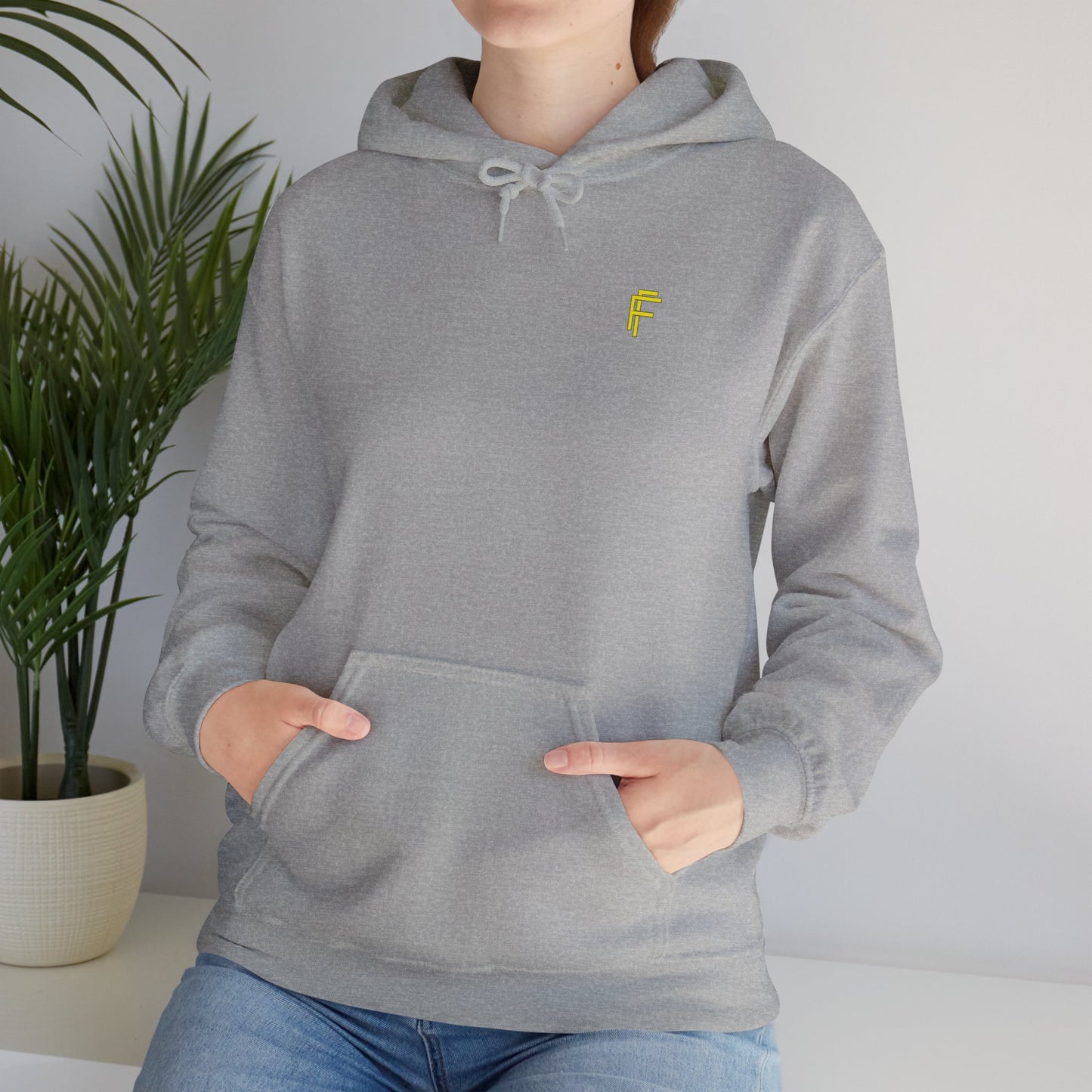 Frenzy Unisex Heavy Blend™ Hoodie with Yellow Logo. - Fitness Frenzy