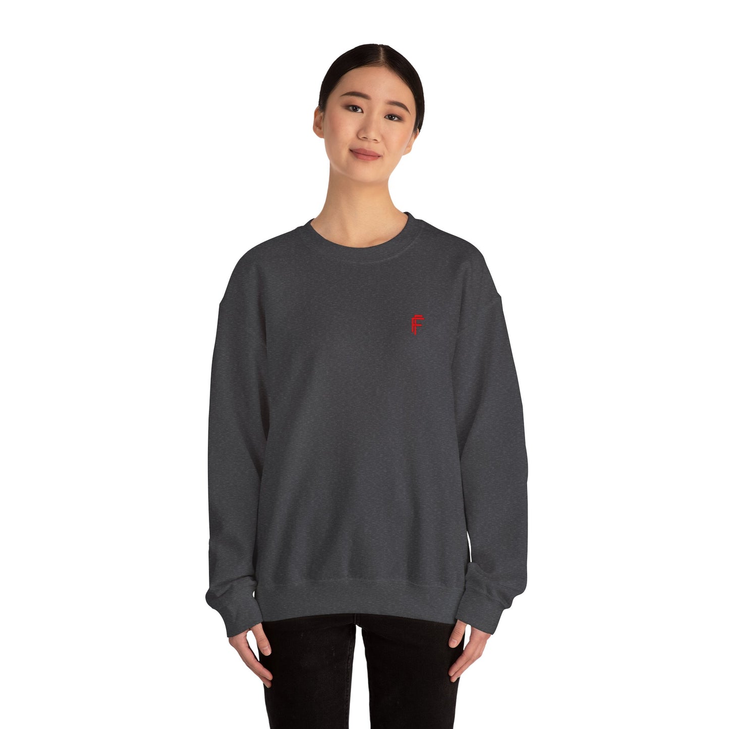 Frenzy - Unisex Heavy Blend™ Crewneck Sweatshirt with Red Logo - Cozy Modern Style. - Fitness Frenzy