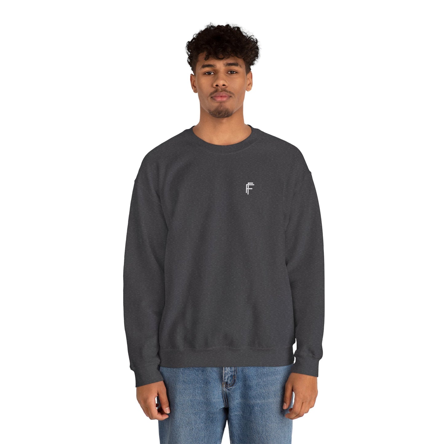 Frenzy Unisex Heavy Blend™ Crewneck Sweatshirt with White Logo. - Fitness Frenzy