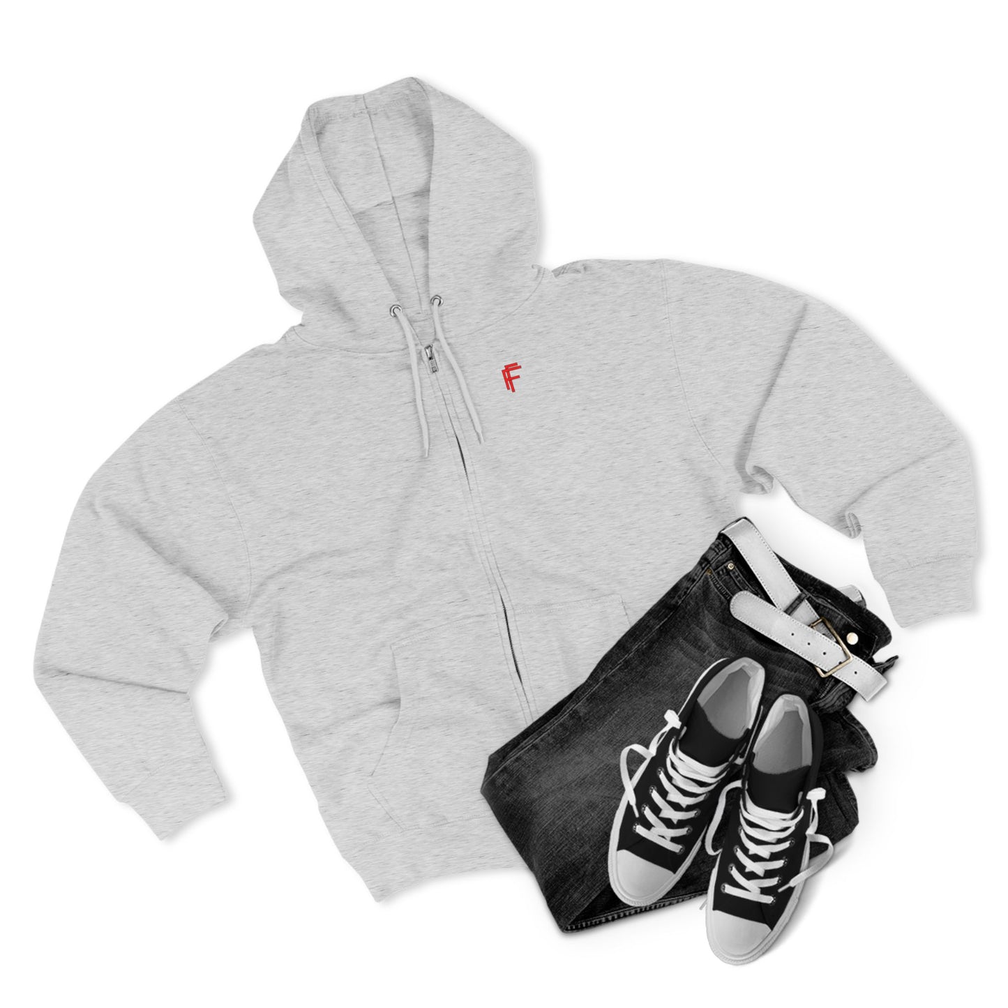 Frenzy - Cozy Unisex Zip Hoodie with Red Logo - Perfect for Everyday Comfort - Fitness Frenzy