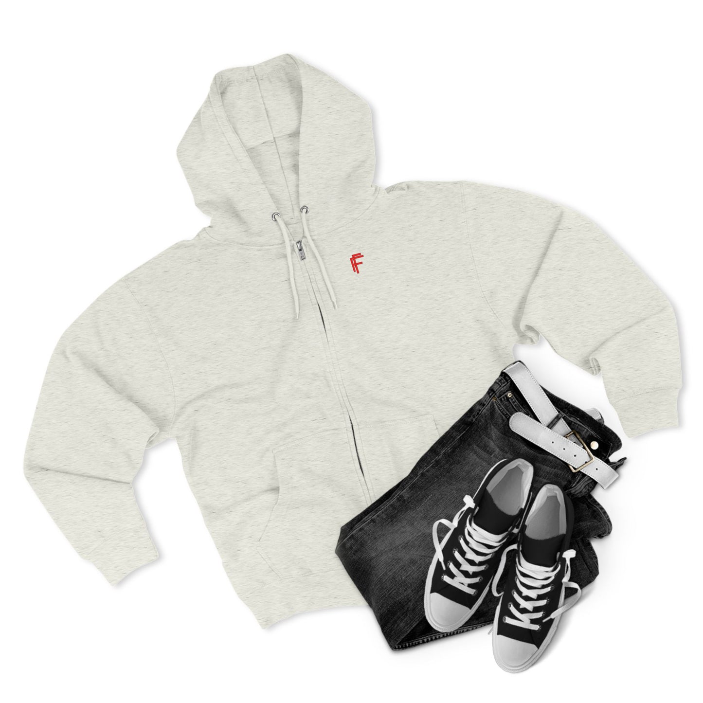 Frenzy - Cozy Unisex Zip Hoodie with Red Logo - Perfect for Everyday Comfort - Fitness Frenzy