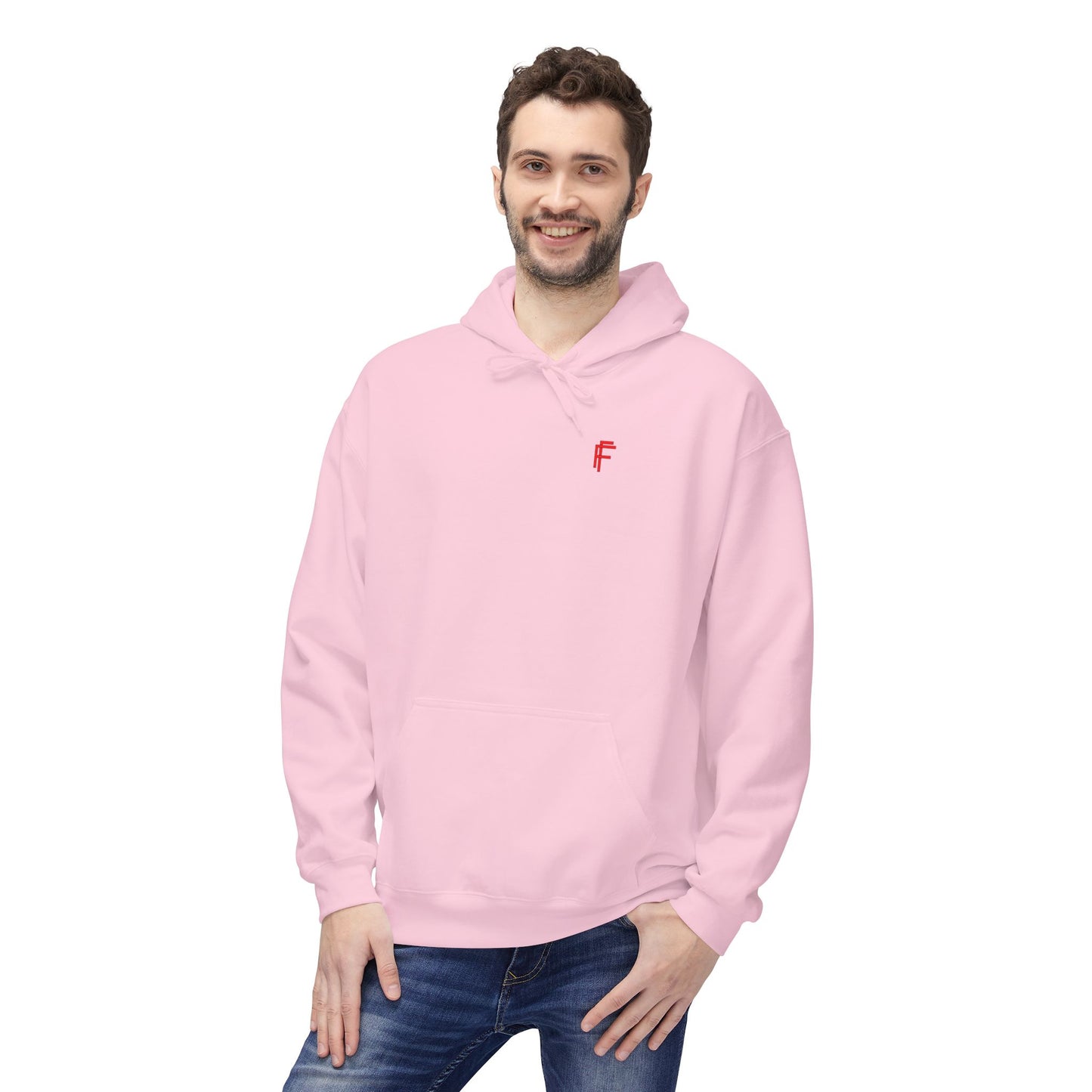 Fitness Frenzy Unisex Midweight Softstyle Hoodie with Red Logo - Trendy 'FRENZY' Design for Comfort and Style. - Fitness Frenzy