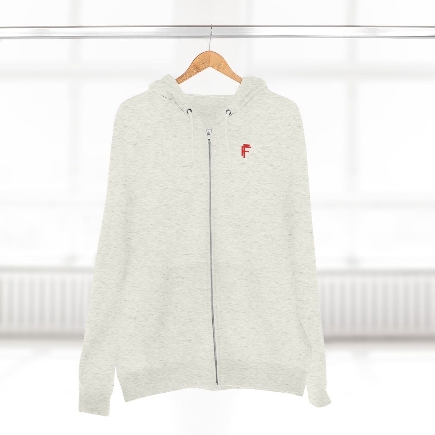 Frenzy - Unisex Zip Hoodie with Red Logo - Fresh Style Grey Zip-Up with Red Graphics. - Fitness Frenzy