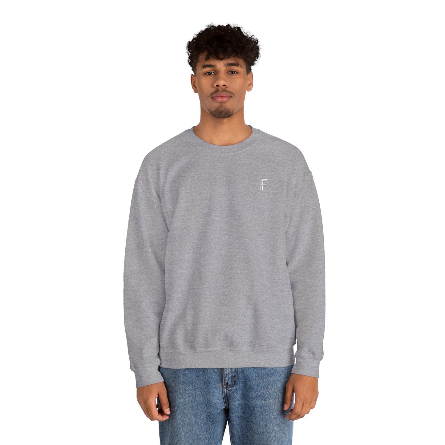 Frenzy Unisex Black Crewneck Sweatshirt with White Logo for Everyday Comfort. - Fitness Frenzy