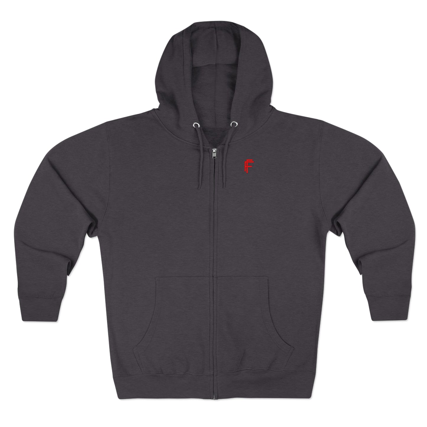 Frenzy - Unisex Zip Hoodie with Red Logo - Fresh Style Grey Zip-Up with Red Graphics. - Fitness Frenzy