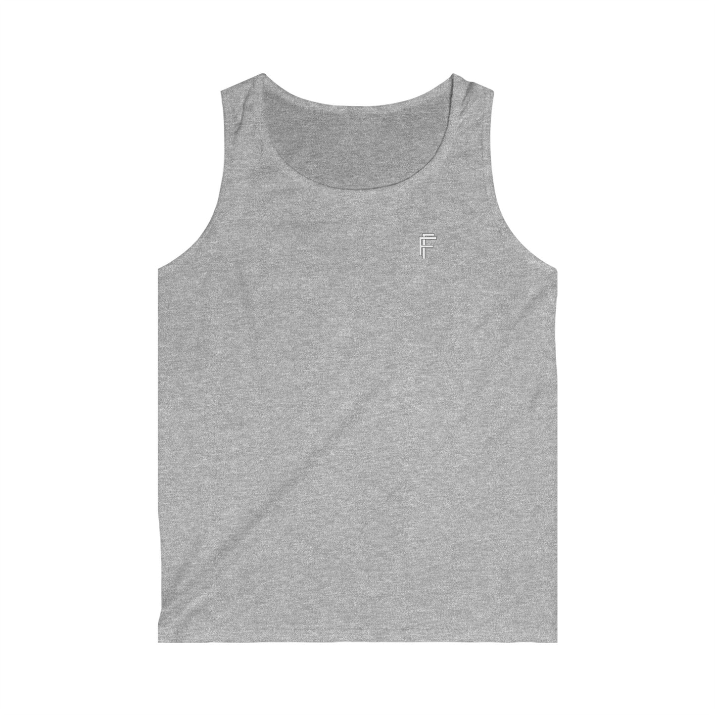 Frenzy - Men's Softstyle Tank Top - Minimalist Black Design with White Logo. - Fitness Frenzy