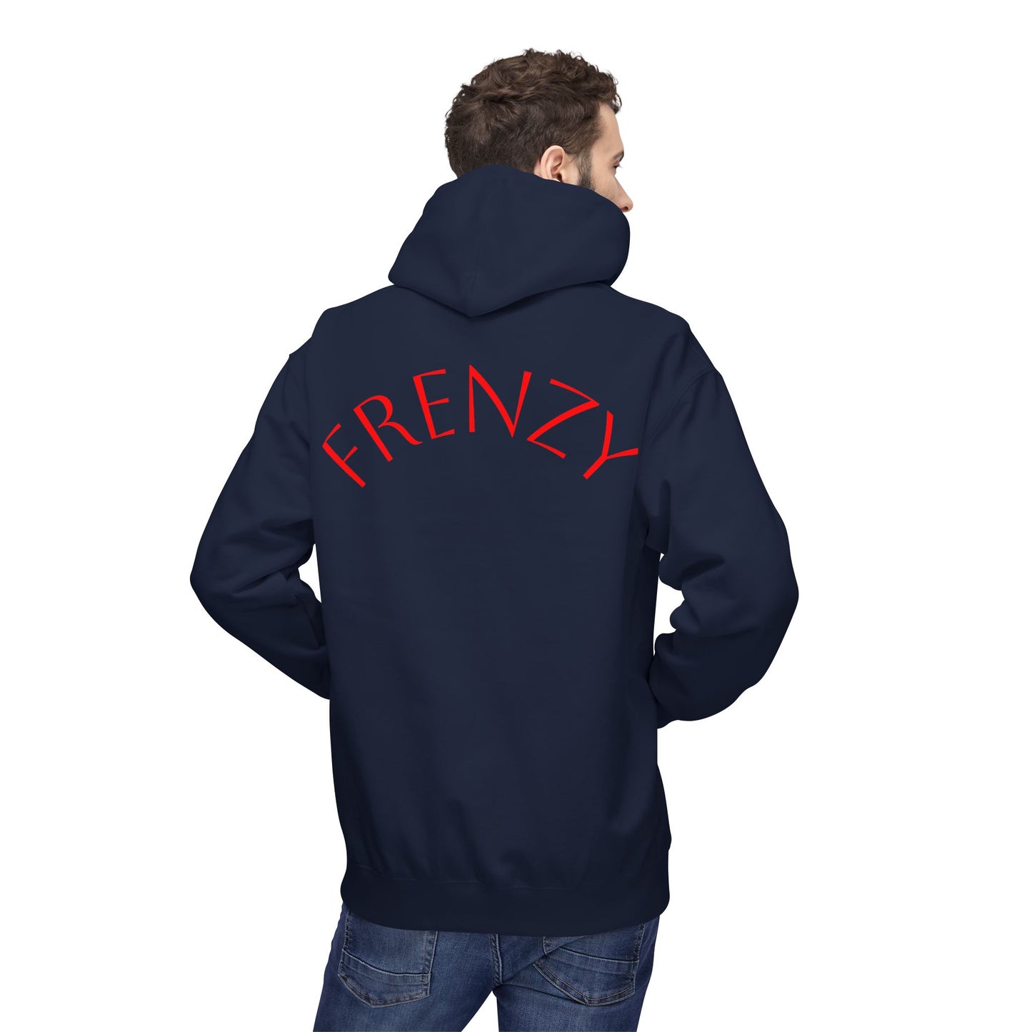 Fitness Frenzy Unisex Midweight Softstyle Hoodie with Red Logo - Trendy 'FRENZY' Design for Comfort and Style. - Fitness Frenzy