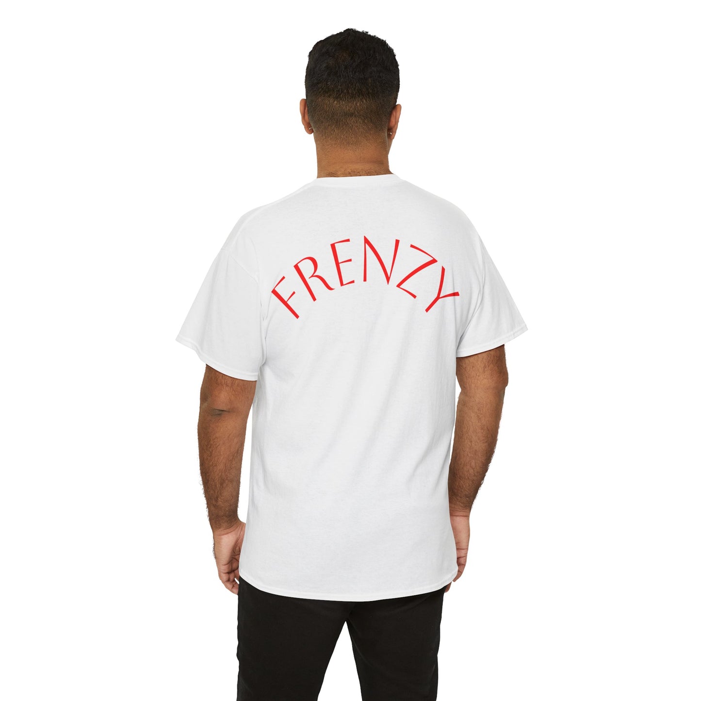 Frenzy Graphic Unisex Heavy Cotton Tee with Bold Red Design. - Fitness Frenzy