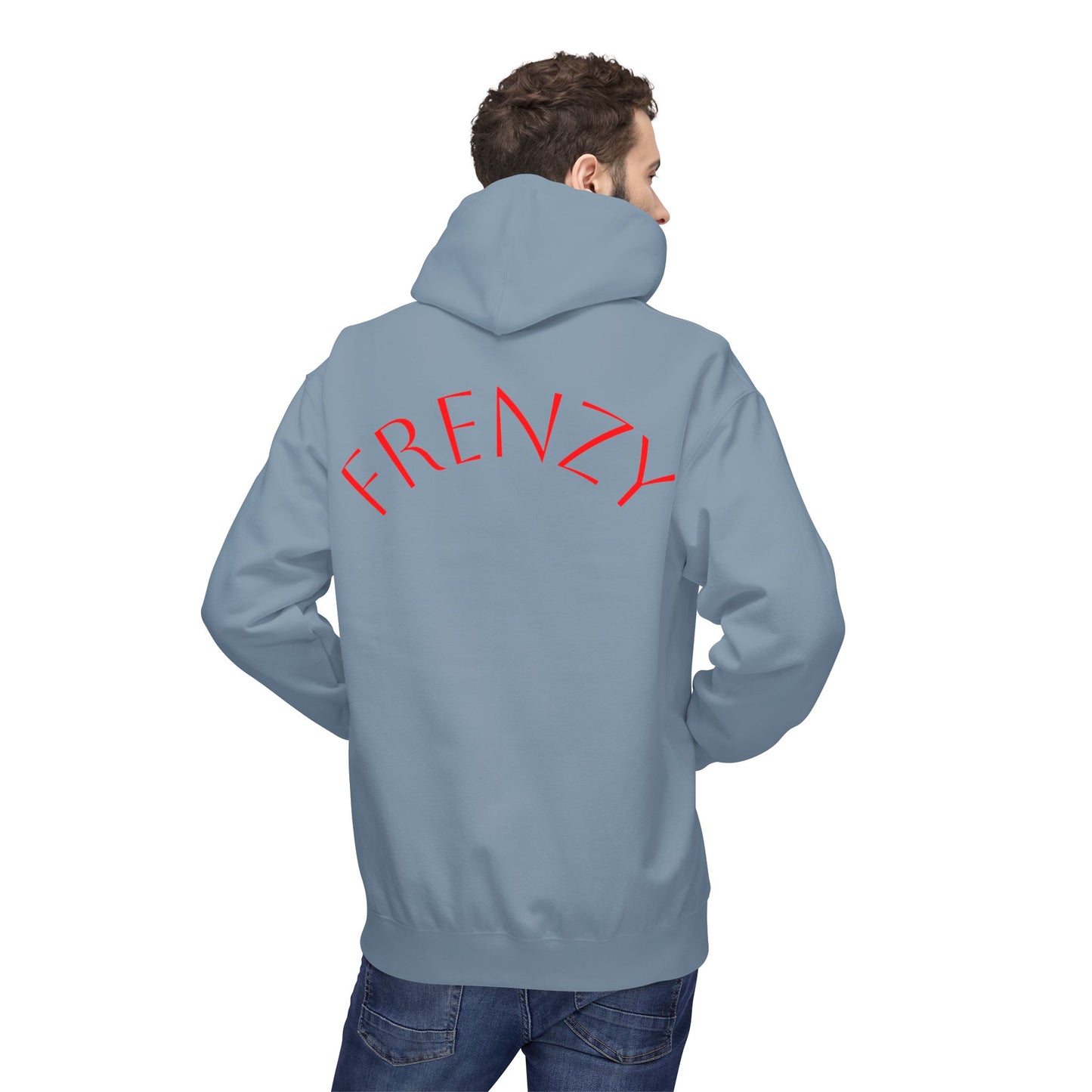 Fitness Frenzy Unisex Midweight Softstyle Hoodie with Red Logo - Trendy 'FRENZY' Design for Comfort and Style. - Fitness Frenzy