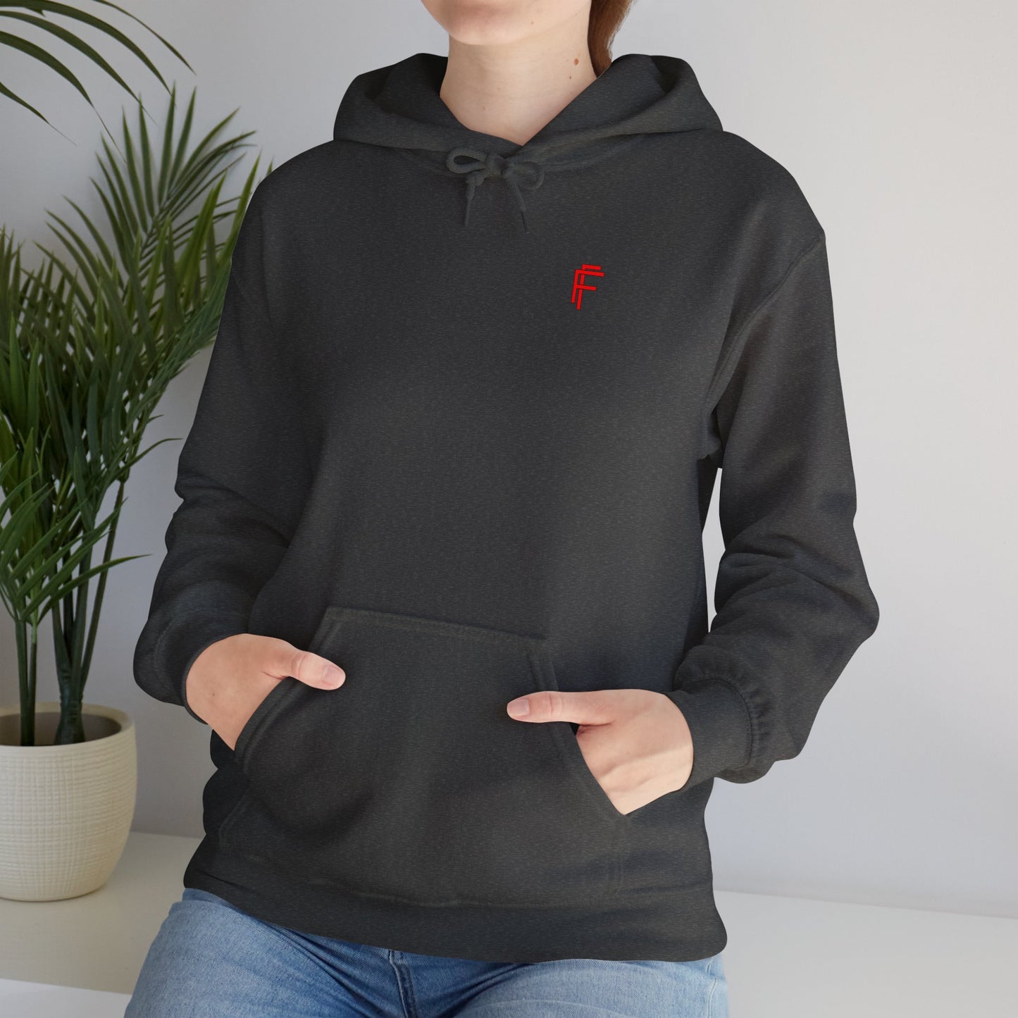 Frenzy Graphic Hoodie with Red Accent - Cosy Unisex Heavy Blend Apparel. - Fitness Frenzy