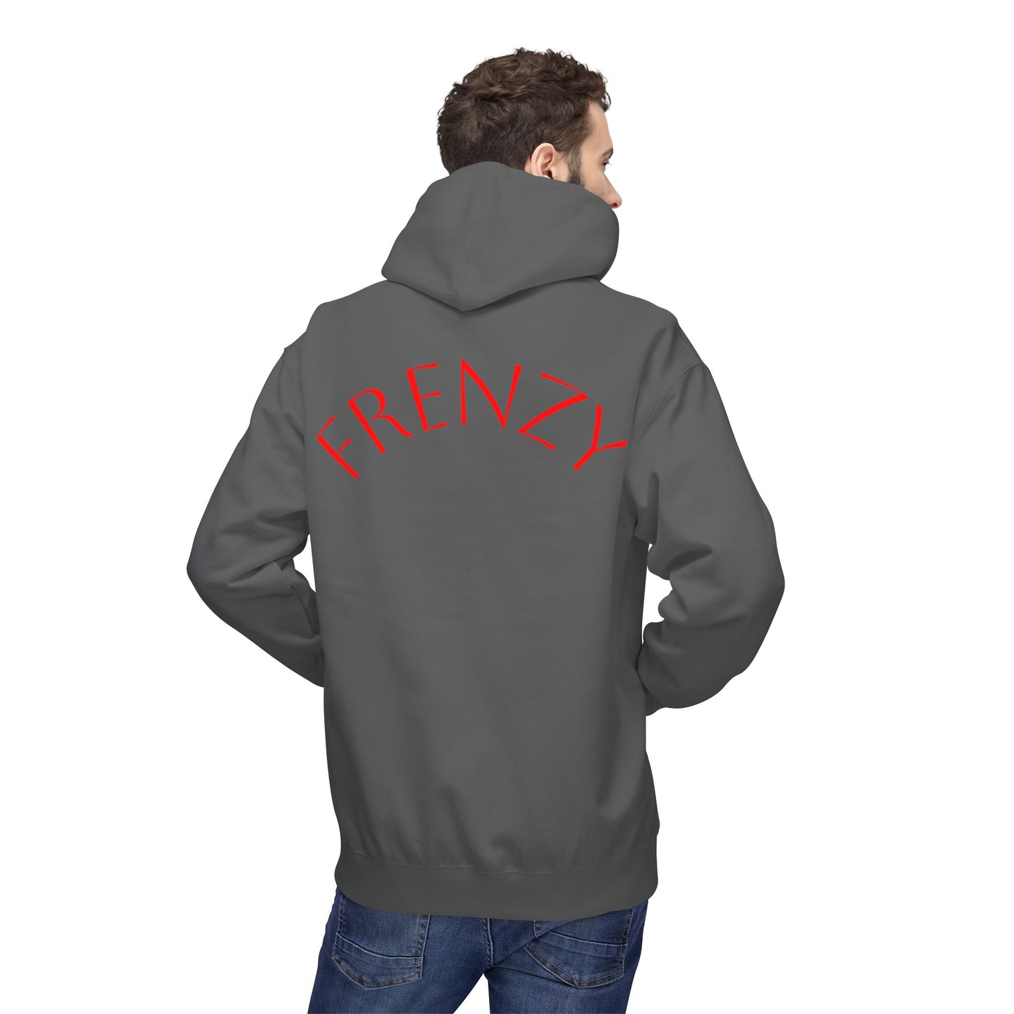 Fitness Frenzy Unisex Midweight Softstyle Hoodie with Red Logo - Trendy 'FRENZY' Design for Comfort and Style. - Fitness Frenzy