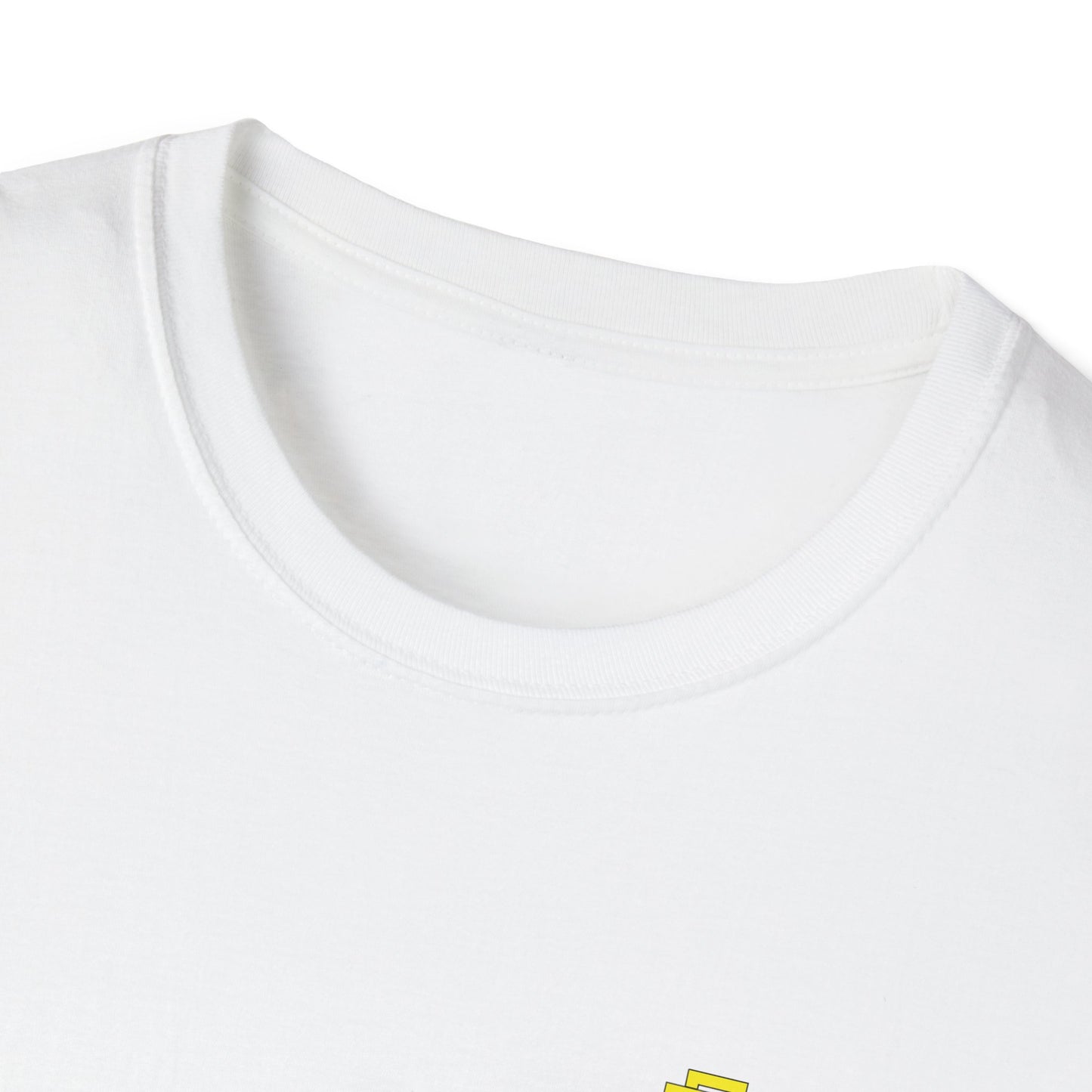 Minimalist Unisex Softstyle T-Shirt - Yellow Logo. - Fitness Frenzy