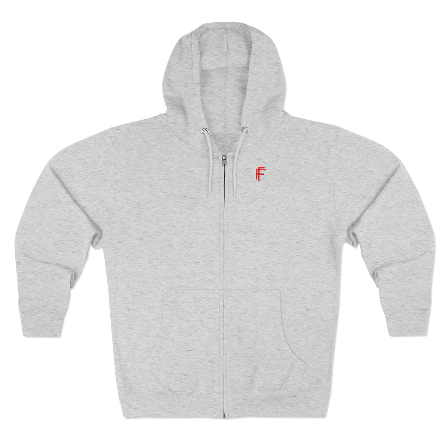 Frenzy - Unisex Zip Hoodie with Red Logo - Fresh Style Grey Zip-Up with Red Graphics. - Fitness Frenzy