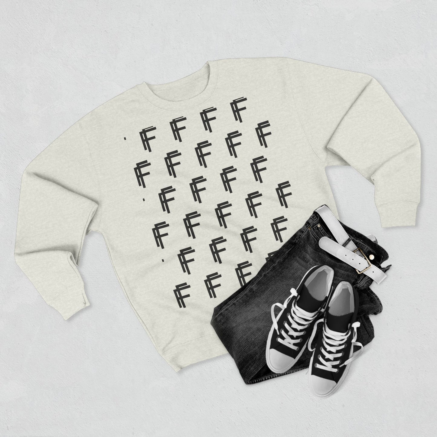 Frenzy Unisex Crew neck Sweatshirt with Black Logo Pattern. - Fitness Frenzy