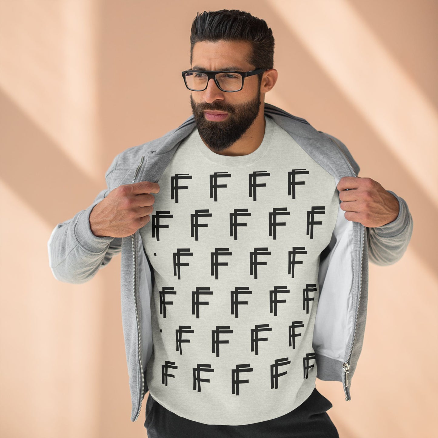 Frenzy Unisex Crew neck Sweatshirt with Black Logo Pattern. - Fitness Frenzy