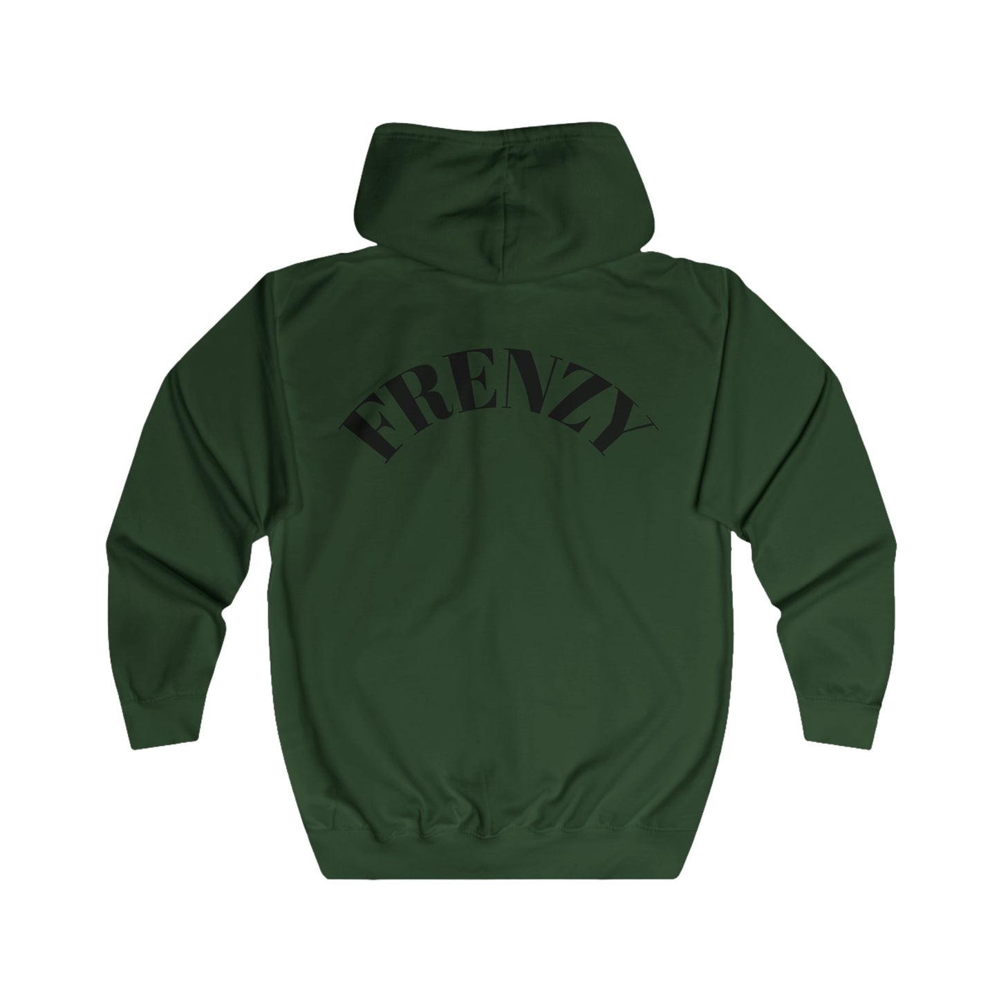 FRENZY Unisex Full Zip Hoodie with Black Logo - Cozy & Stylish Everyday Wear. - Fitness Frenzy