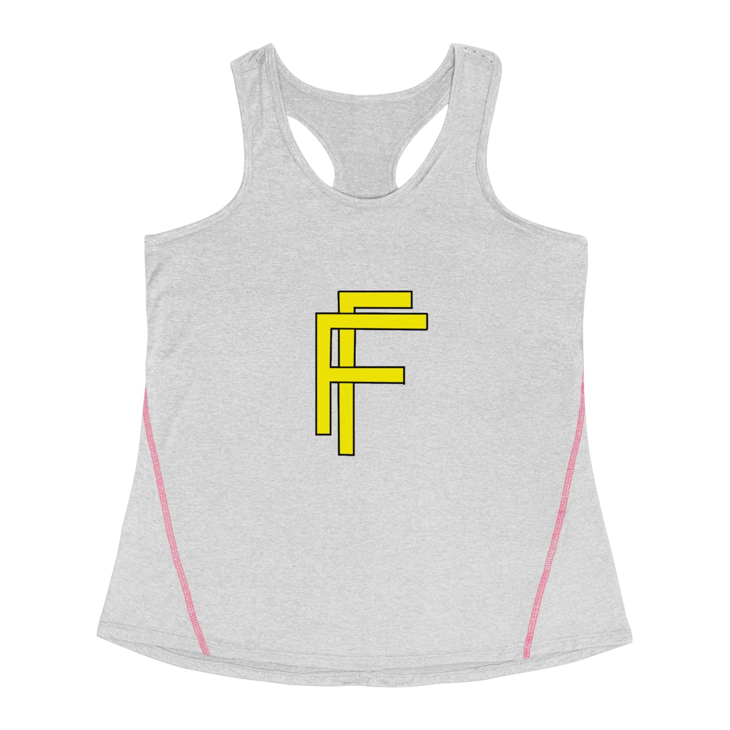 Frenzy - Women's Racerback Sports Vest with yellow Logo. - Fitness Frenzy