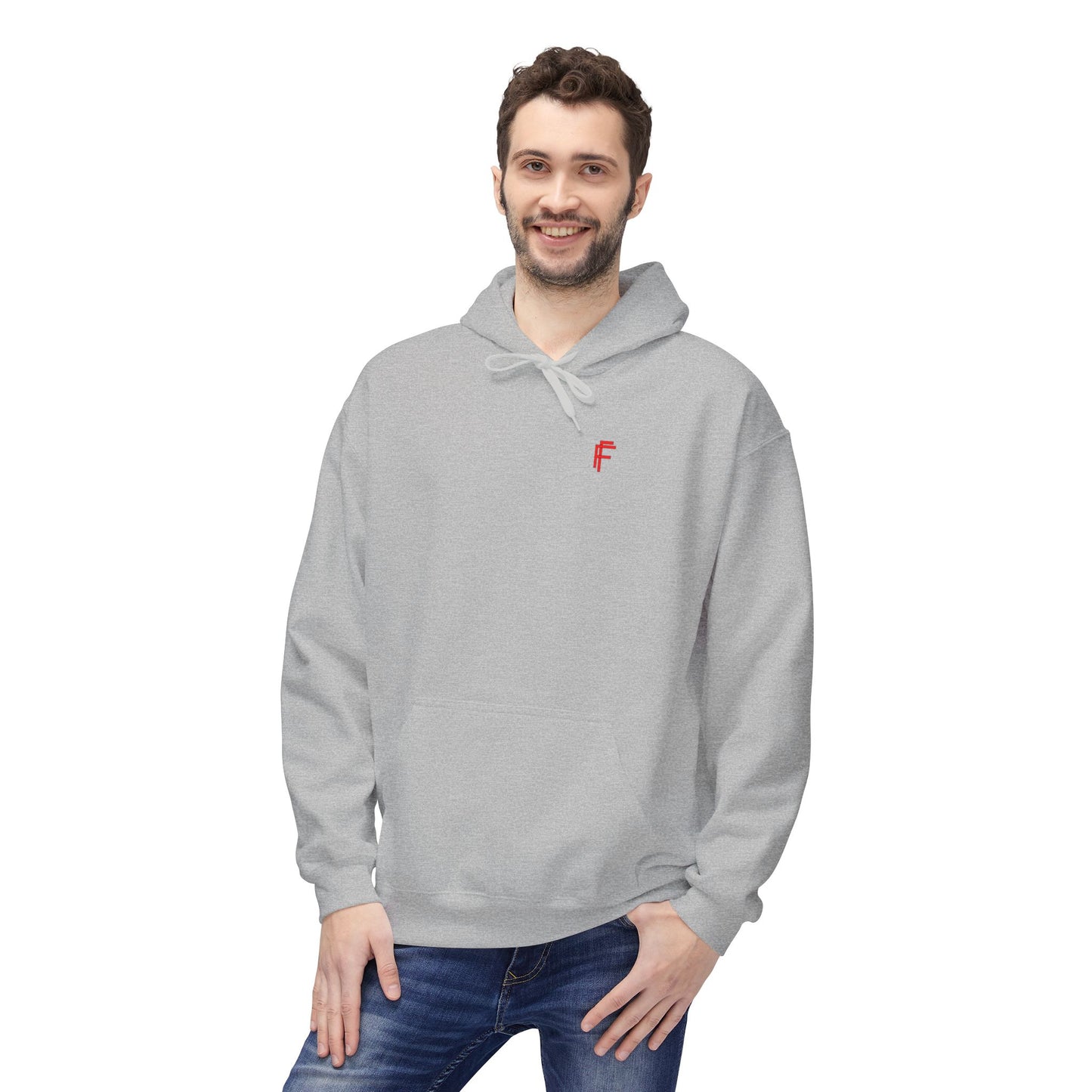 Fitness Frenzy Unisex Midweight Softstyle Hoodie with Red Logo - Trendy 'FRENZY' Design for Comfort and Style. - Fitness Frenzy