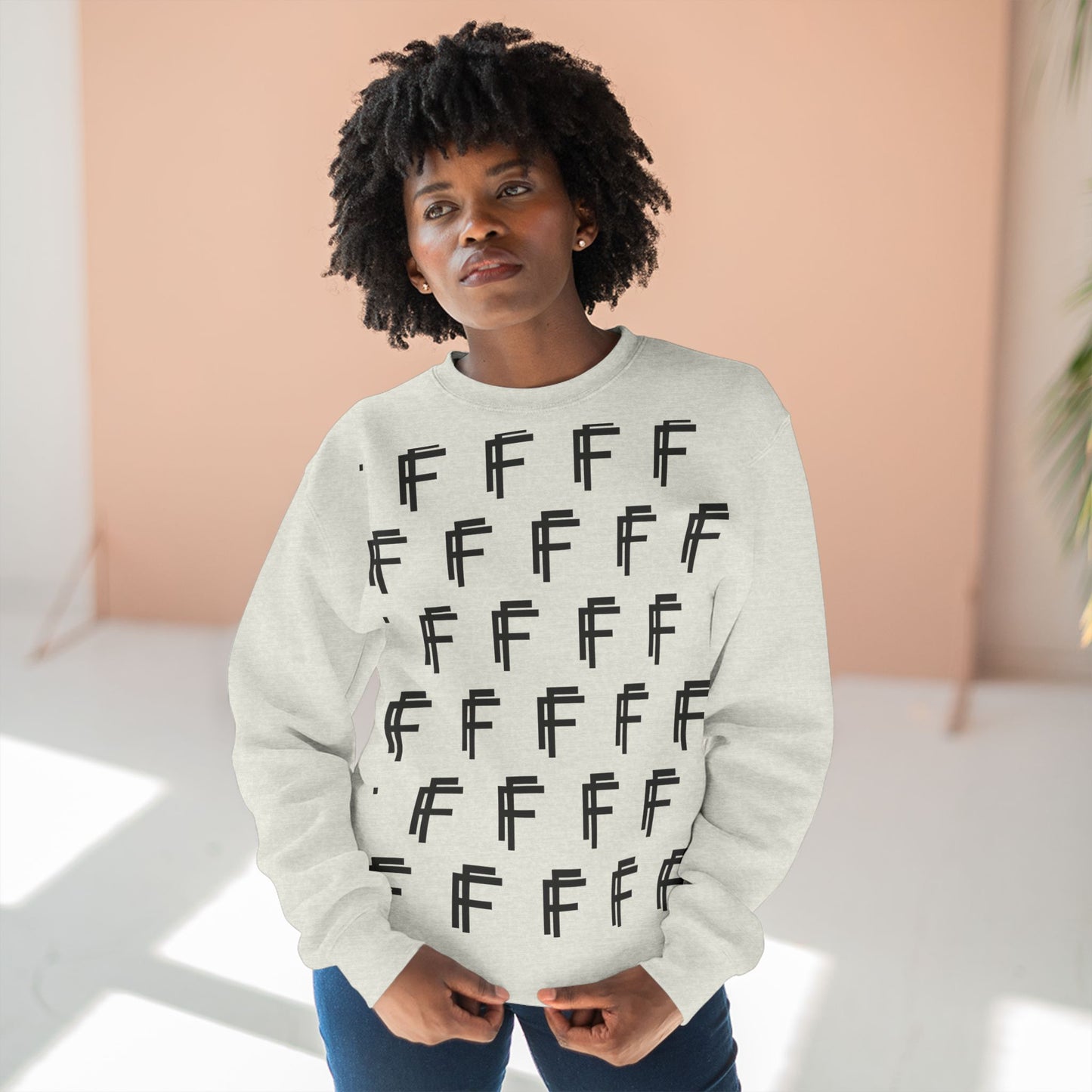 Frenzy Unisex Crew neck Sweatshirt with Black Logo Pattern. - Fitness Frenzy