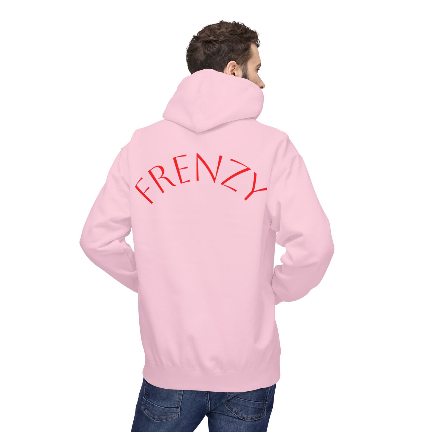 Fitness Frenzy Unisex Midweight Softstyle Hoodie with Red Logo - Trendy 'FRENZY' Design for Comfort and Style. - Fitness Frenzy